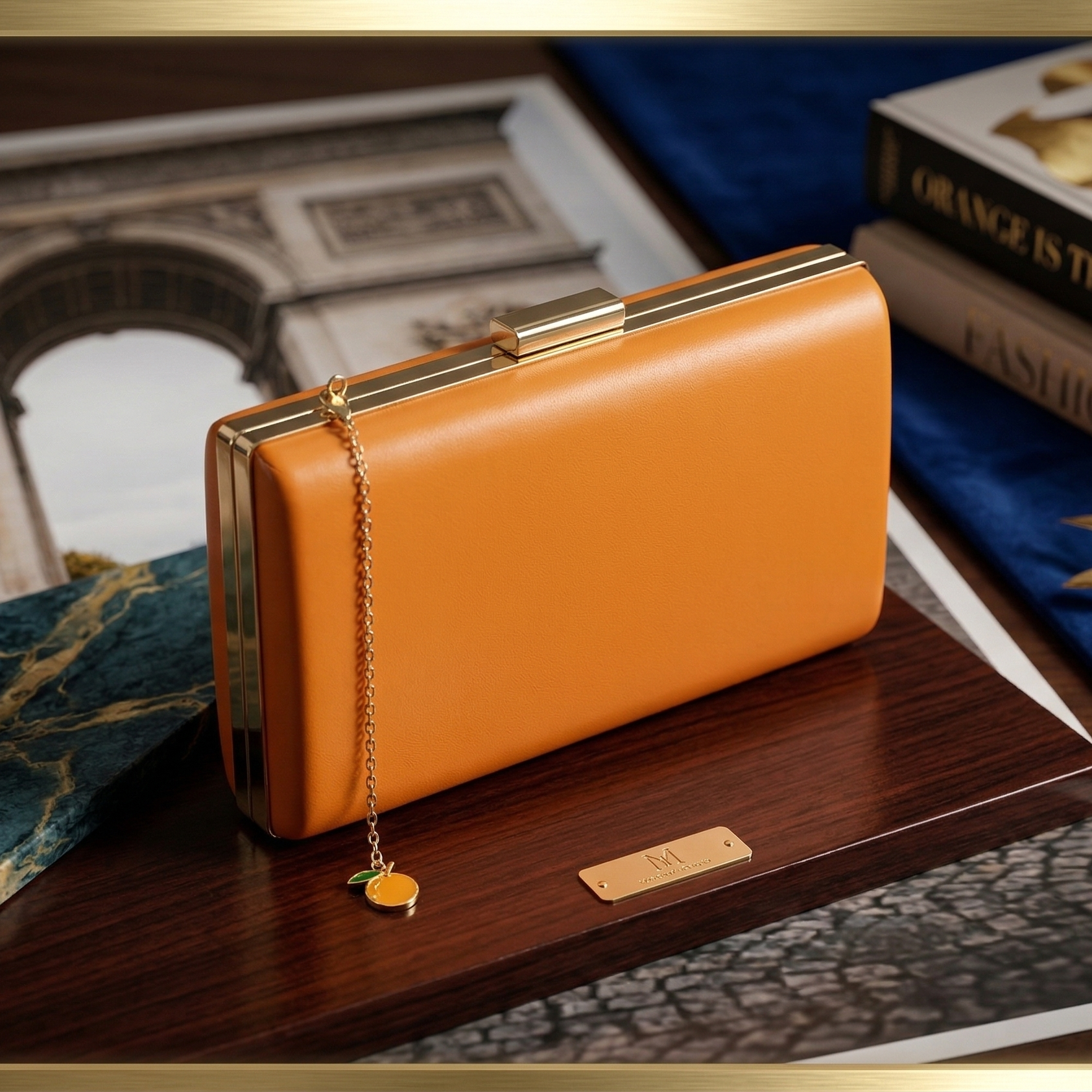 Grace: The Burnt Orange Frame Clutch