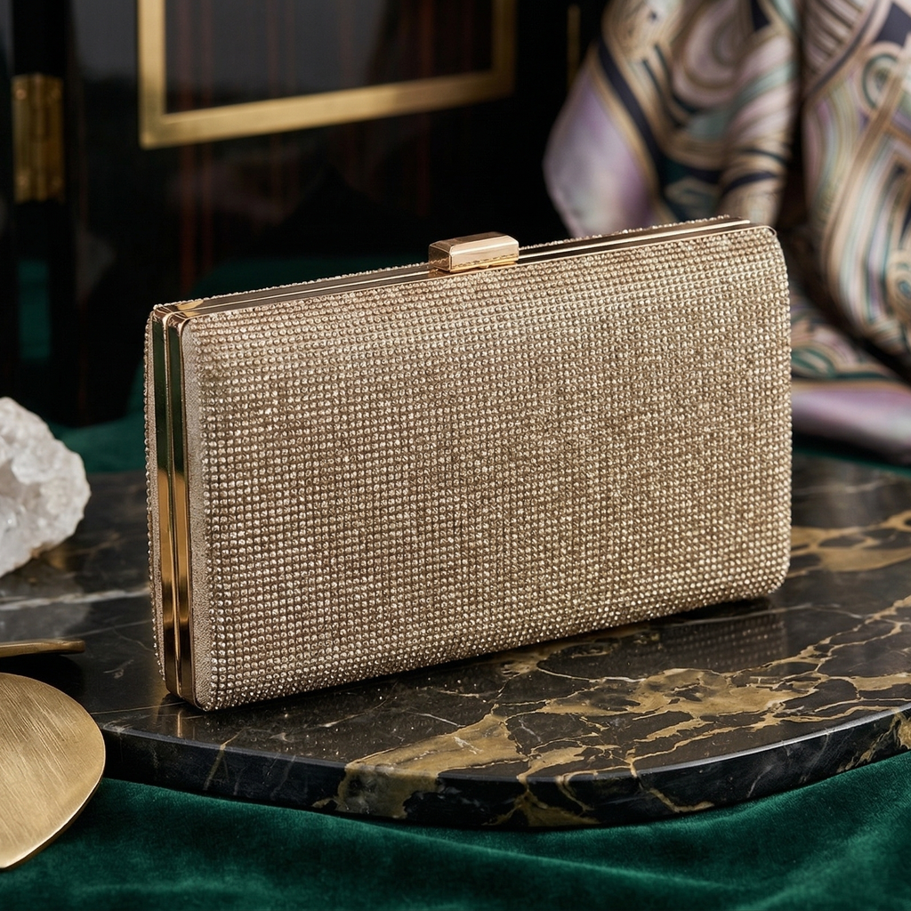 Hannah: The Gold Crystal Evening Clutch