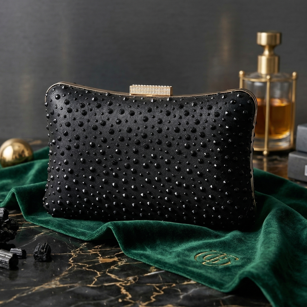 Luna: The Midnight Black Crystal Clutch