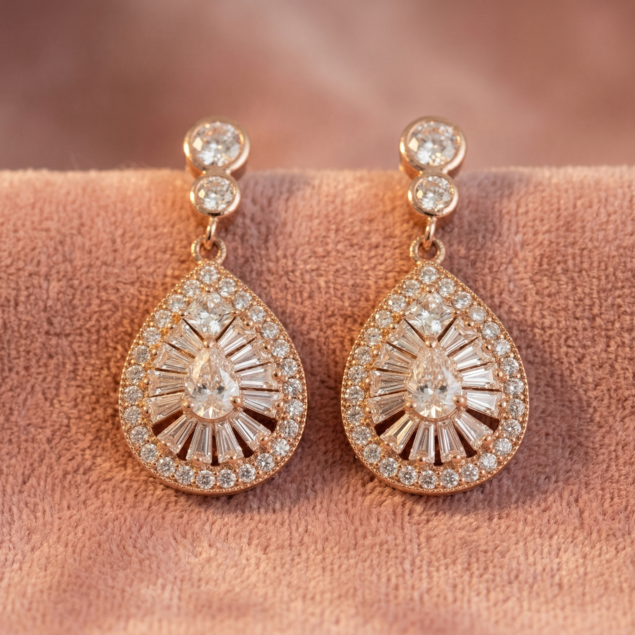 Zara: The Rose Gold Art Deco Teardrop
