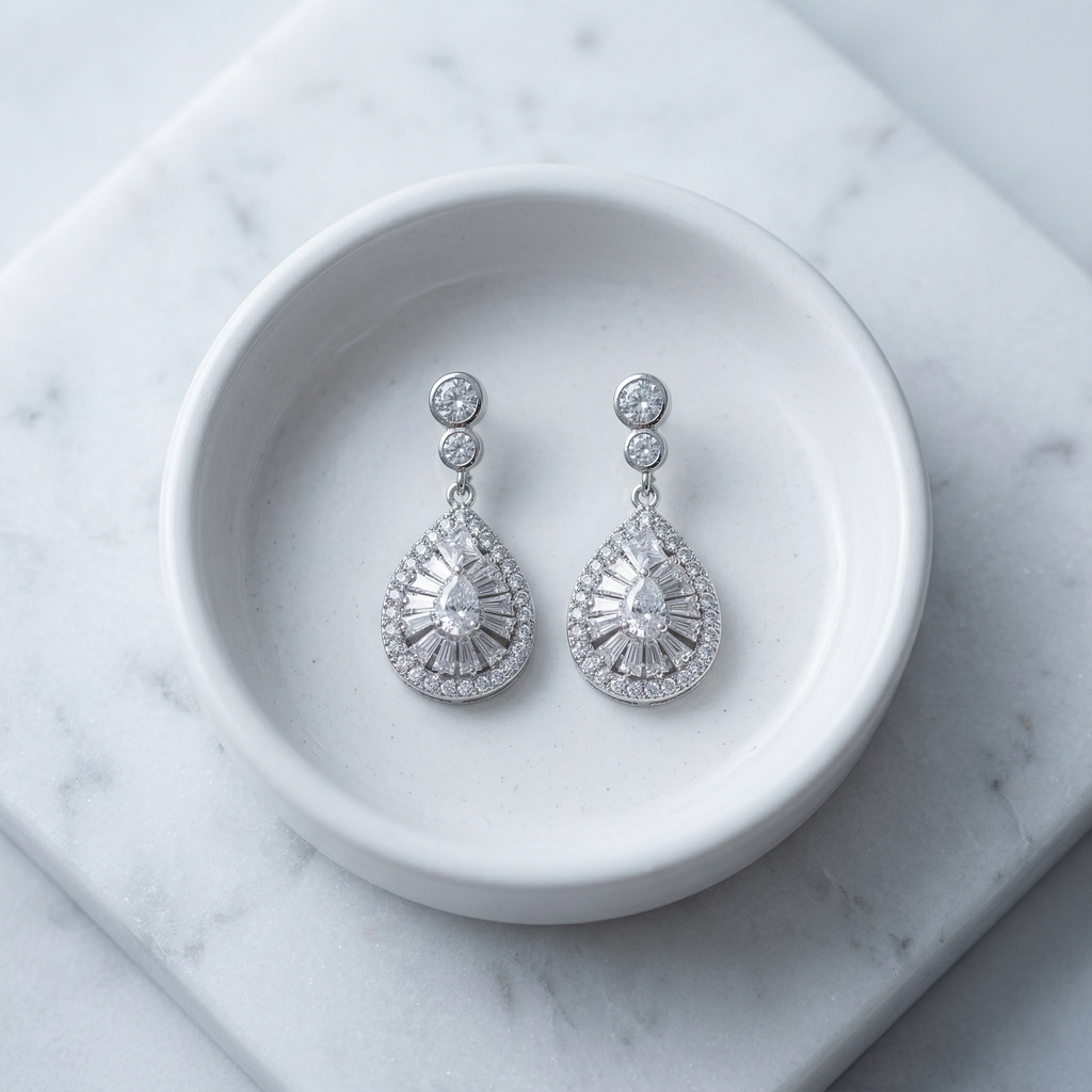 Irene: The Silver Pave Art Deco Teardrop