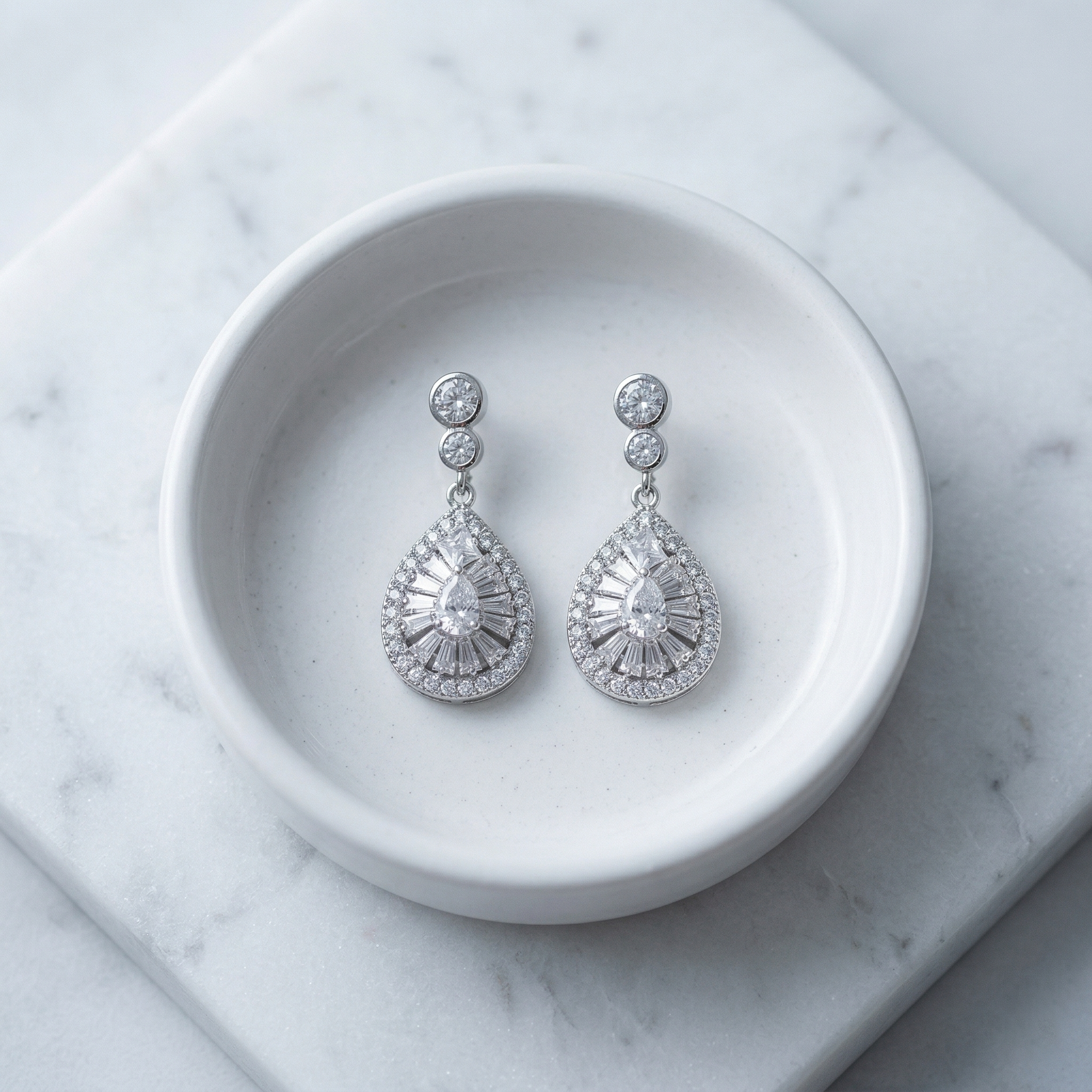 Irene: The Silver Pave Art Deco Teardrop