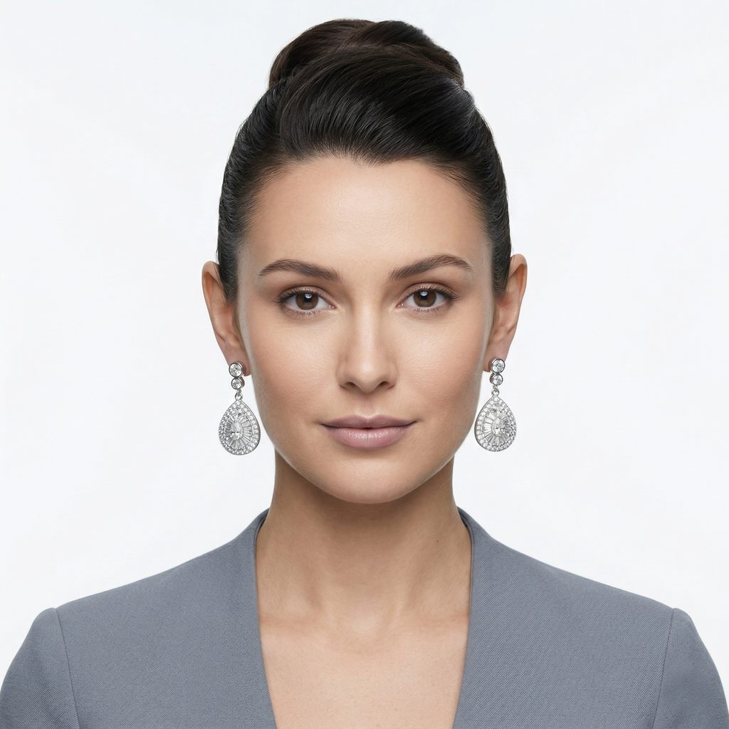 Irene: The Silver Pave Art Deco Teardrop