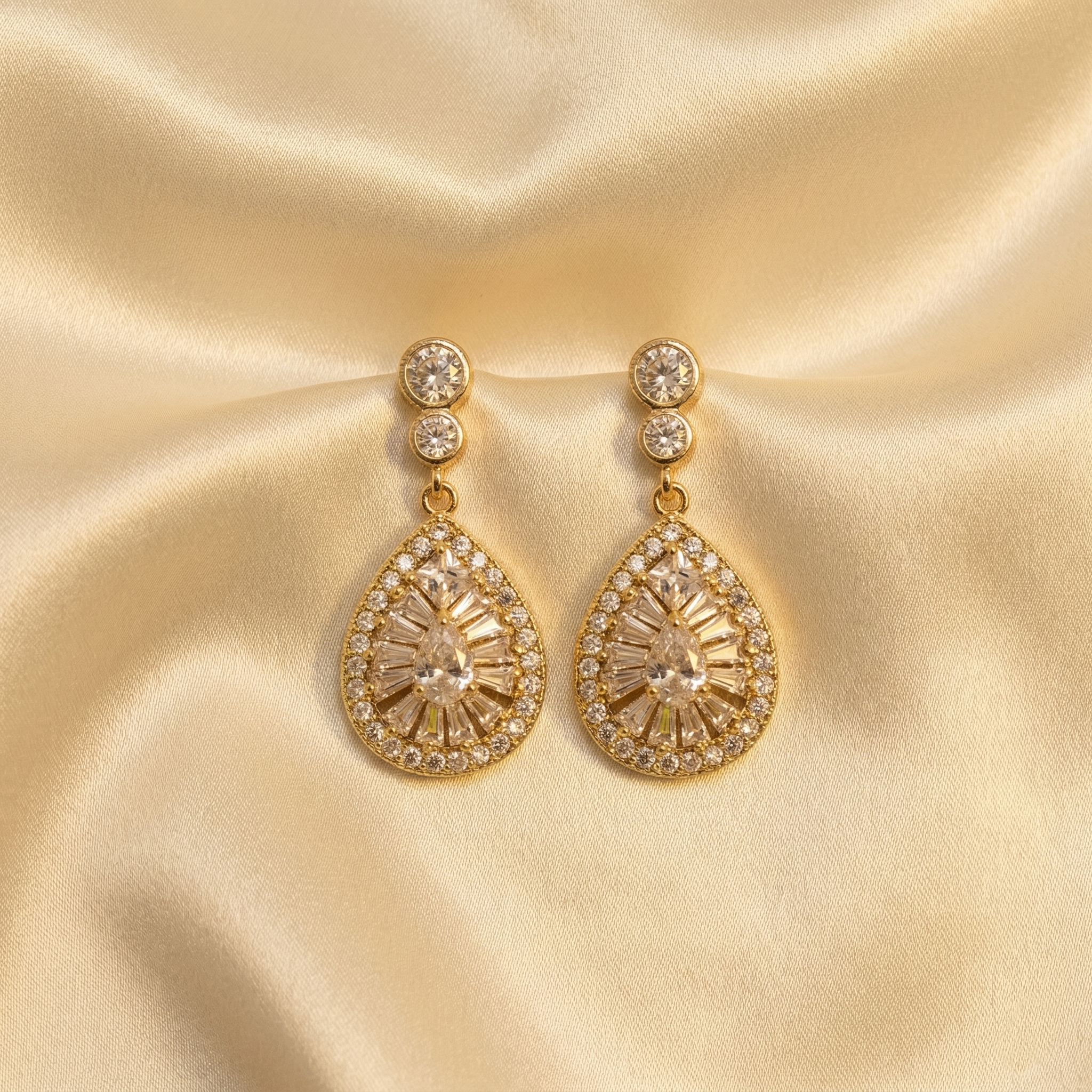 Harper: The Gold Art Deco Pave Teardrop