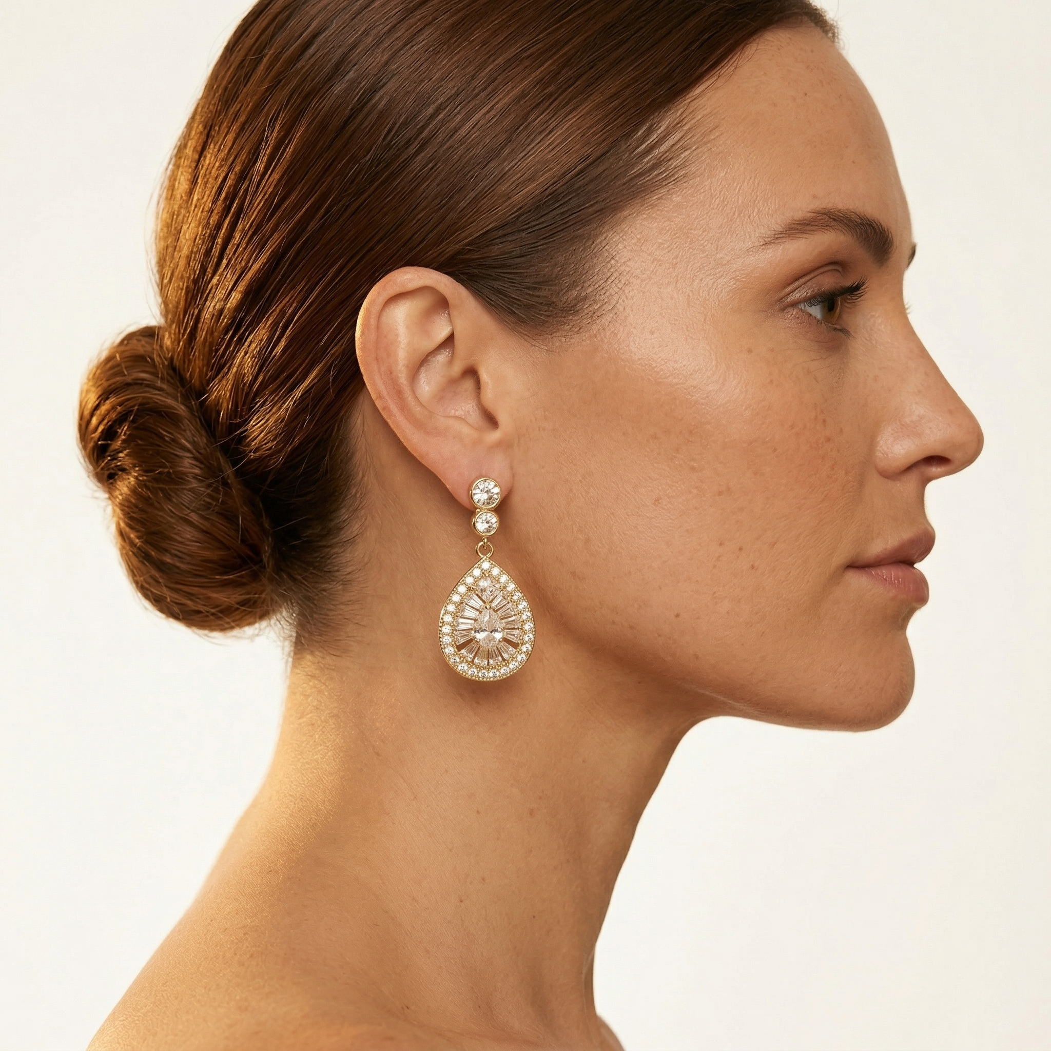 Harper: The Gold Art Deco Pave Teardrop