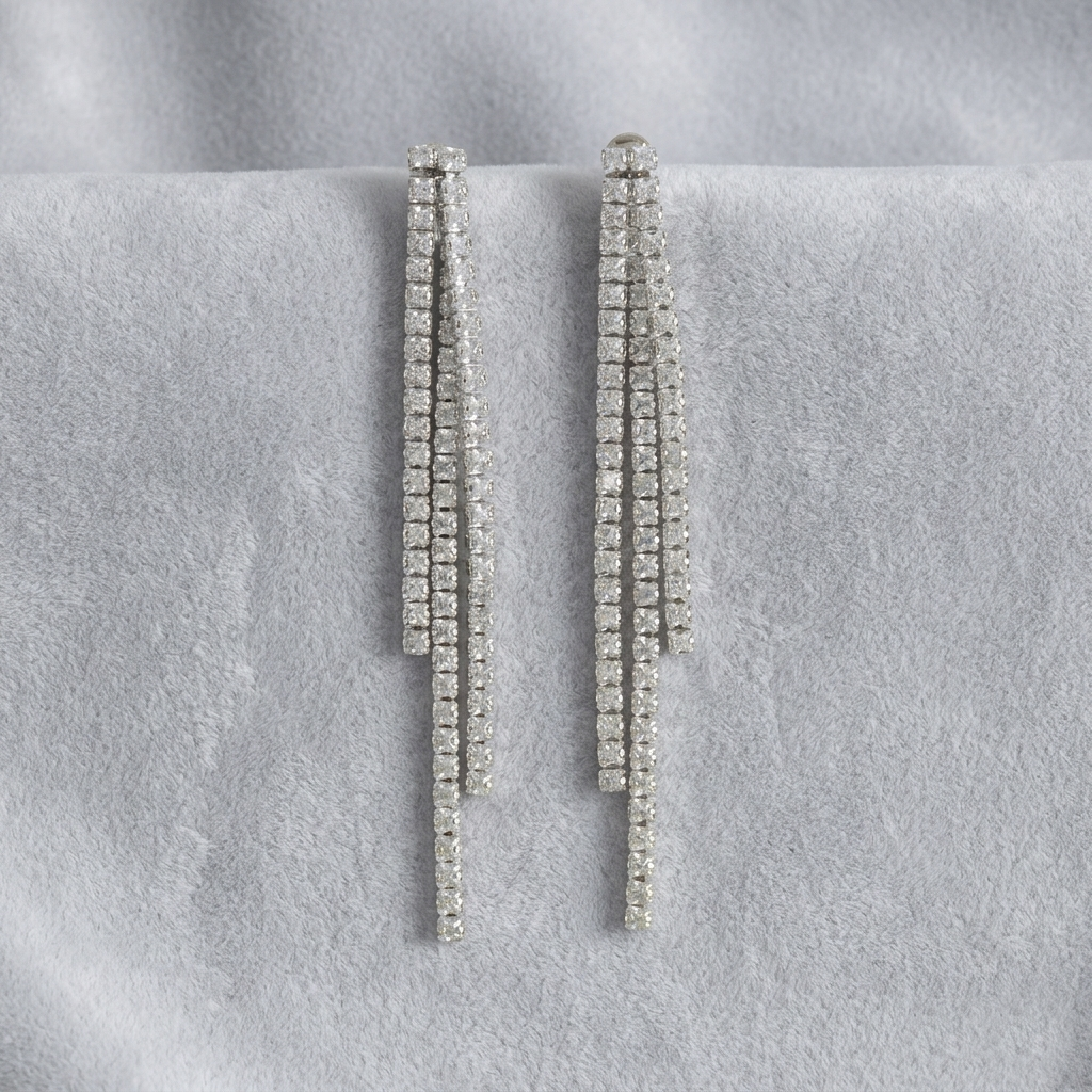 Ivy: The Silver Double Strand Crystal Fringe