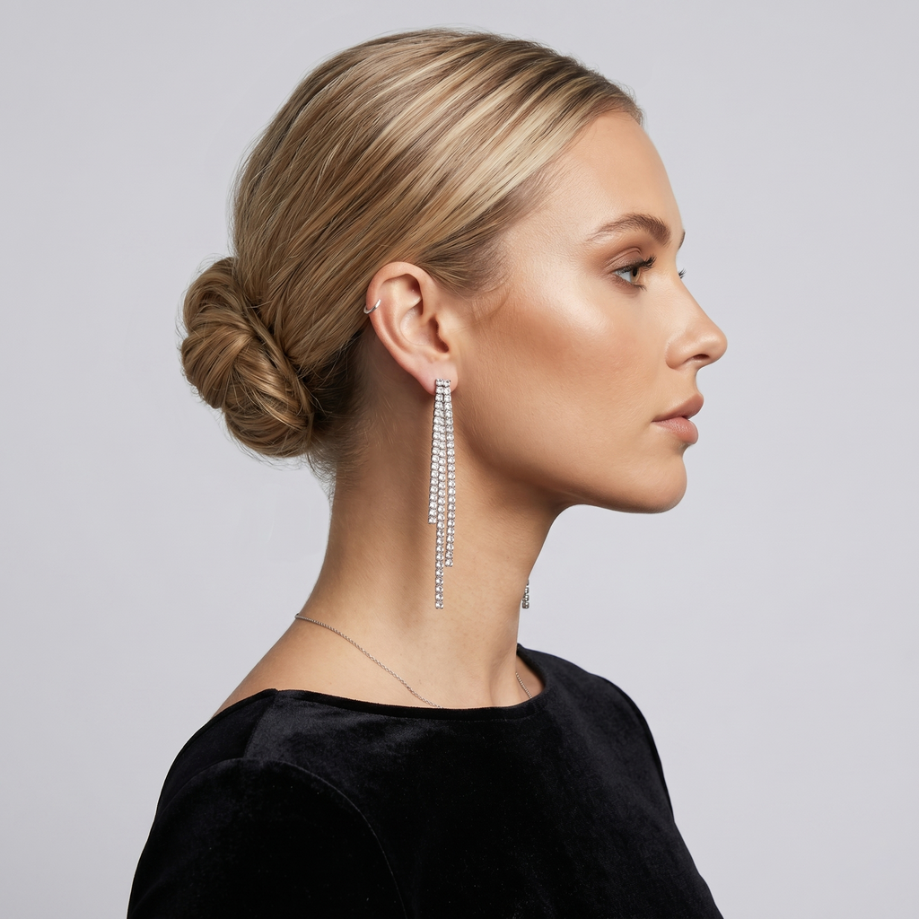 Ivy: The Silver Double Strand Crystal Fringe