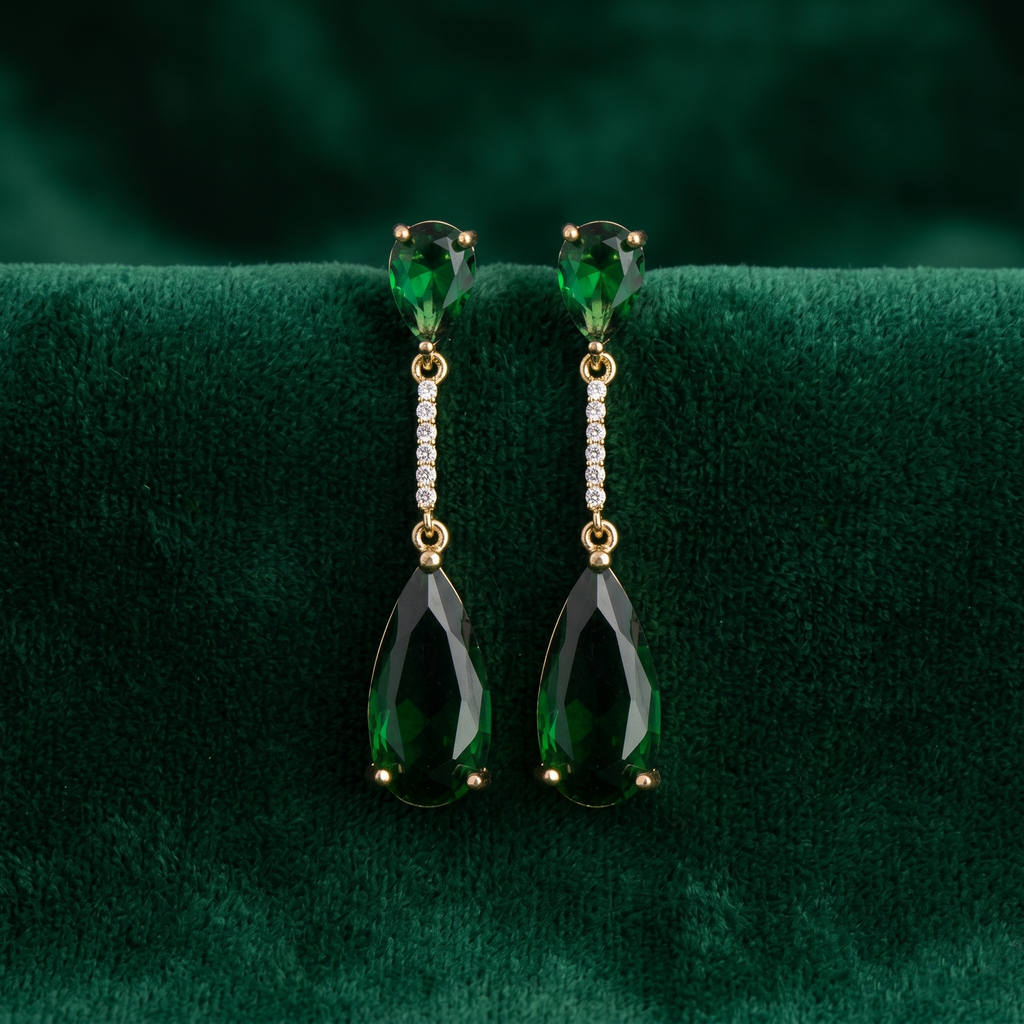 Daisy: The Emerald Double Teardrop Drop