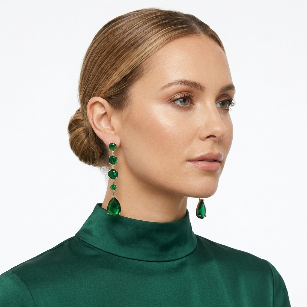 Mia: The Emerald Cascade Rhinestone Drop