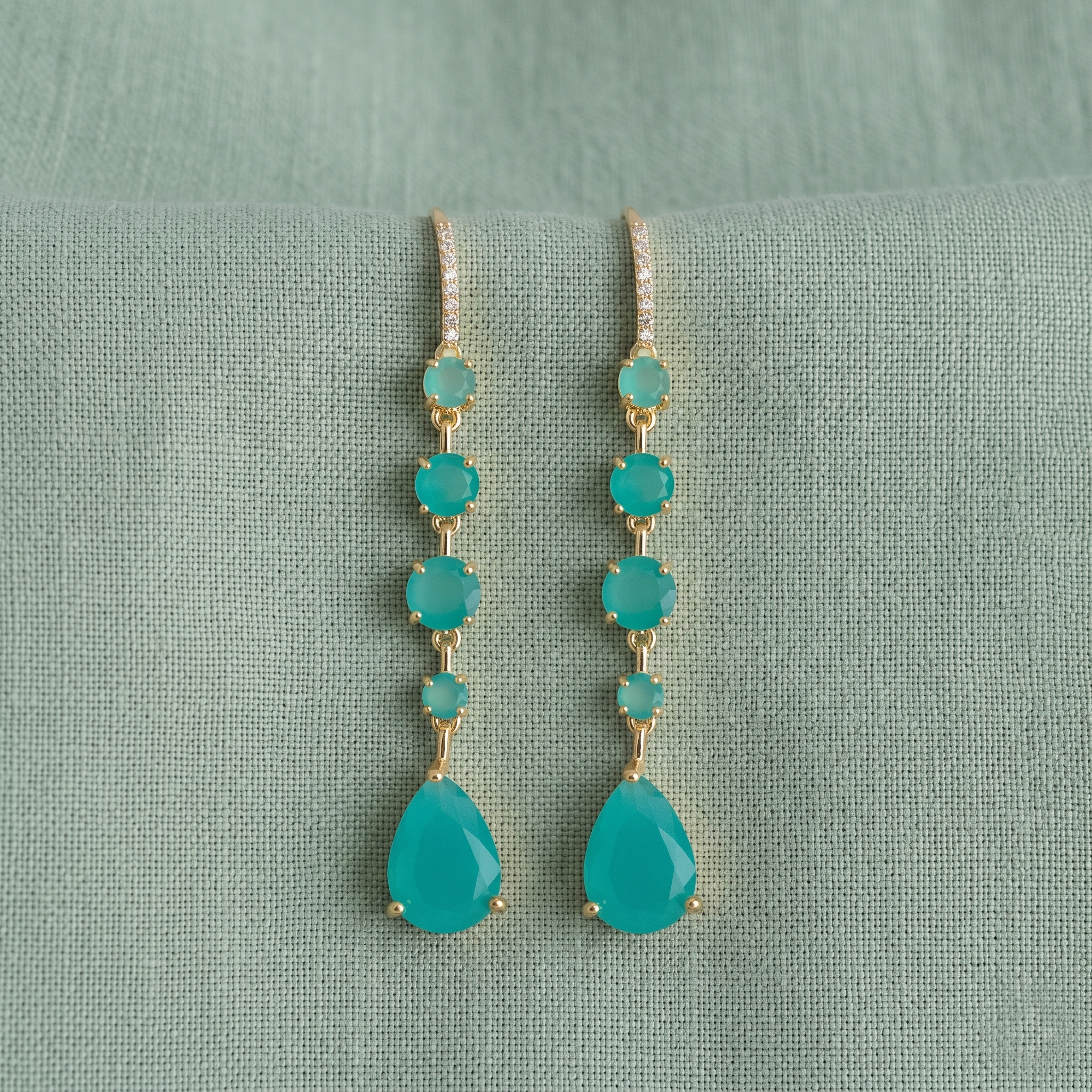 Lila: The Teal Cascade Rhinestone Drop