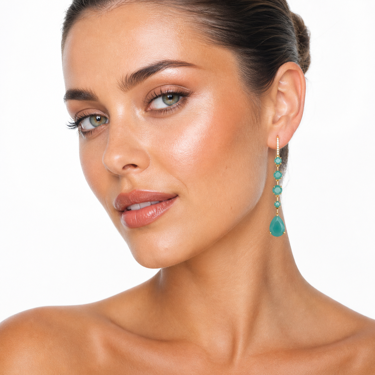 Lila: The Teal Cascade Rhinestone Drop