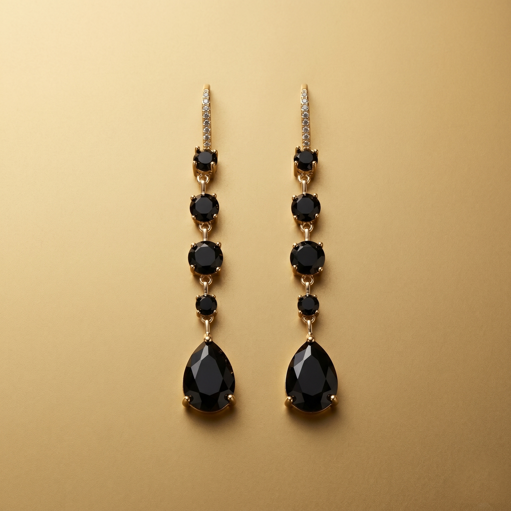 Ellie: The Black Graduated Rhinestone Drop