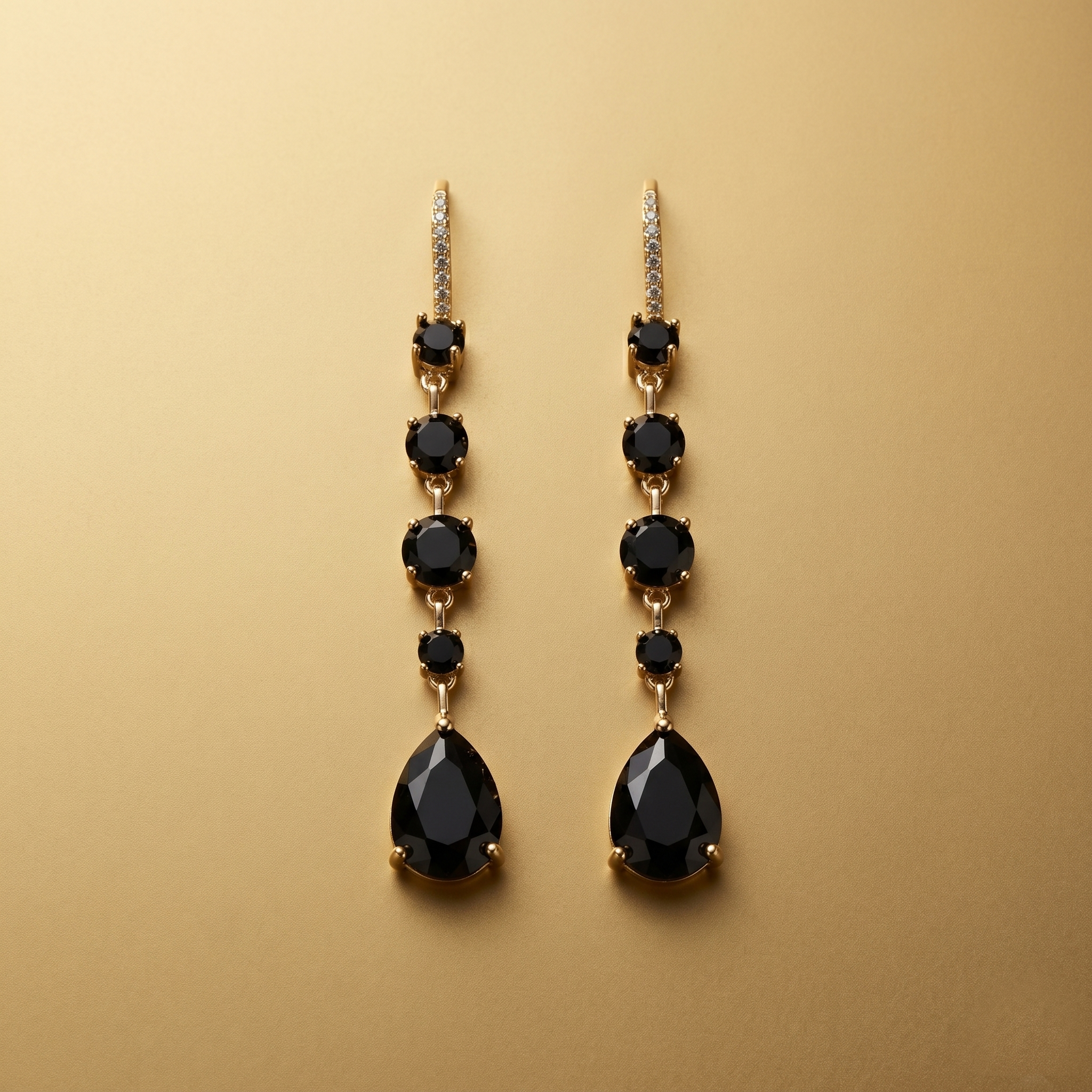 Ellie: The Black Graduated Rhinestone Drop