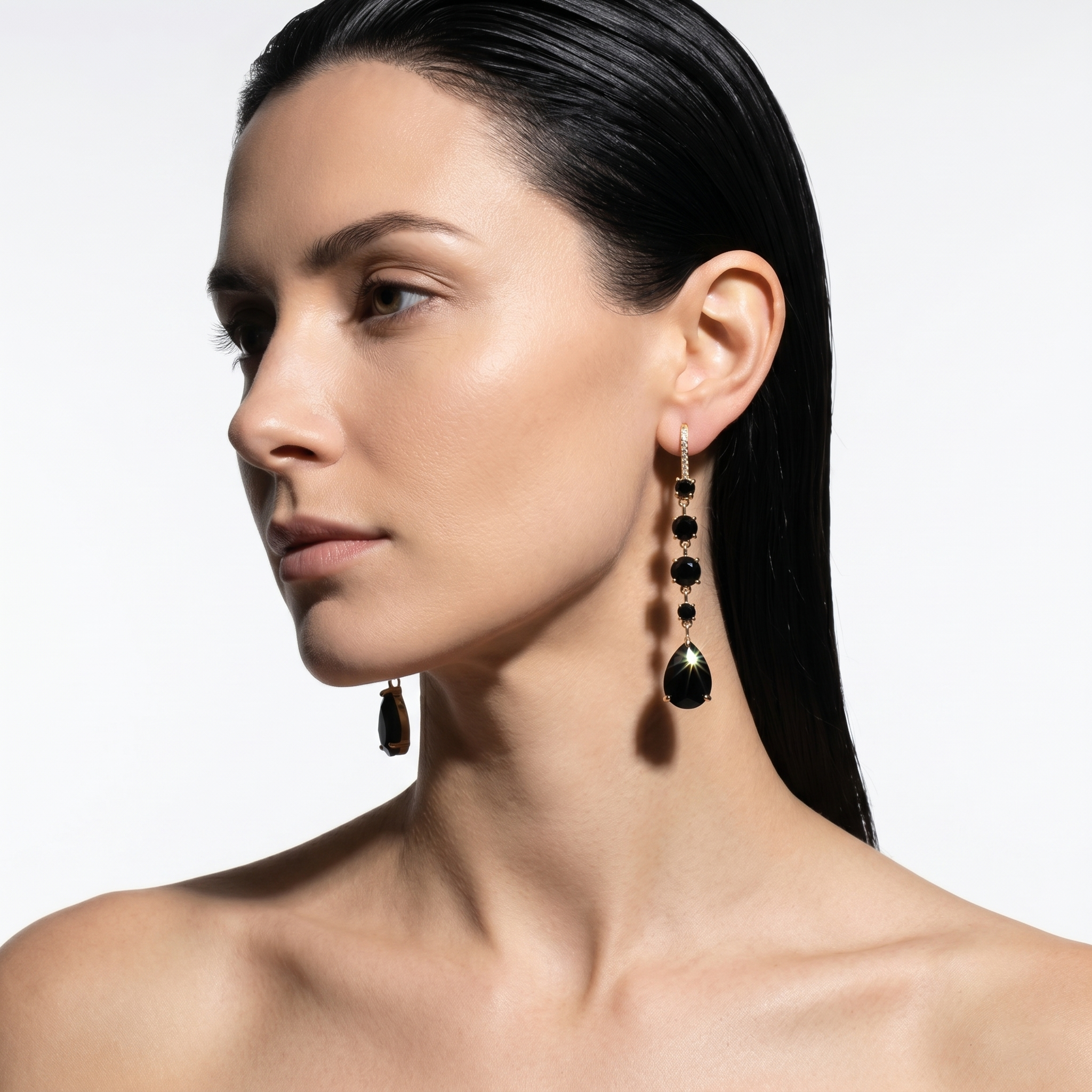 Ellie: The Black Graduated Rhinestone Drop