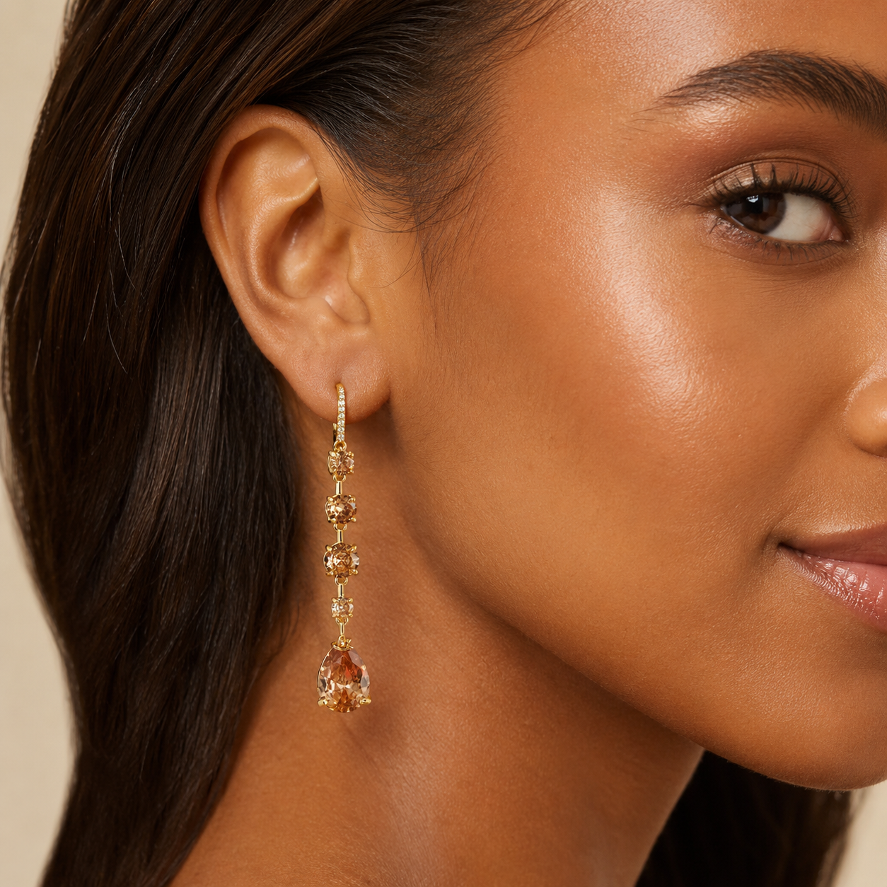 Zoe: The Champagne Cascade Rhinestone Drop