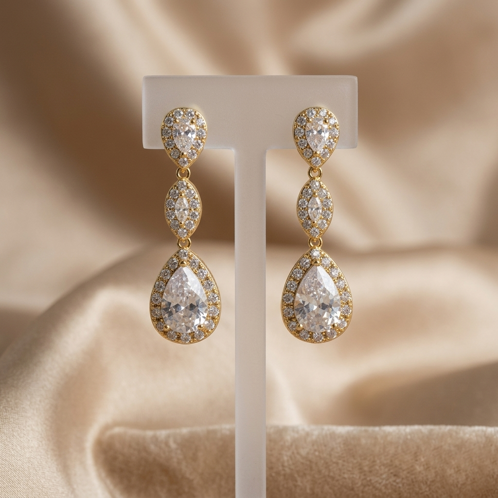Skye: The Gold Triple Pave Teardrop Drop