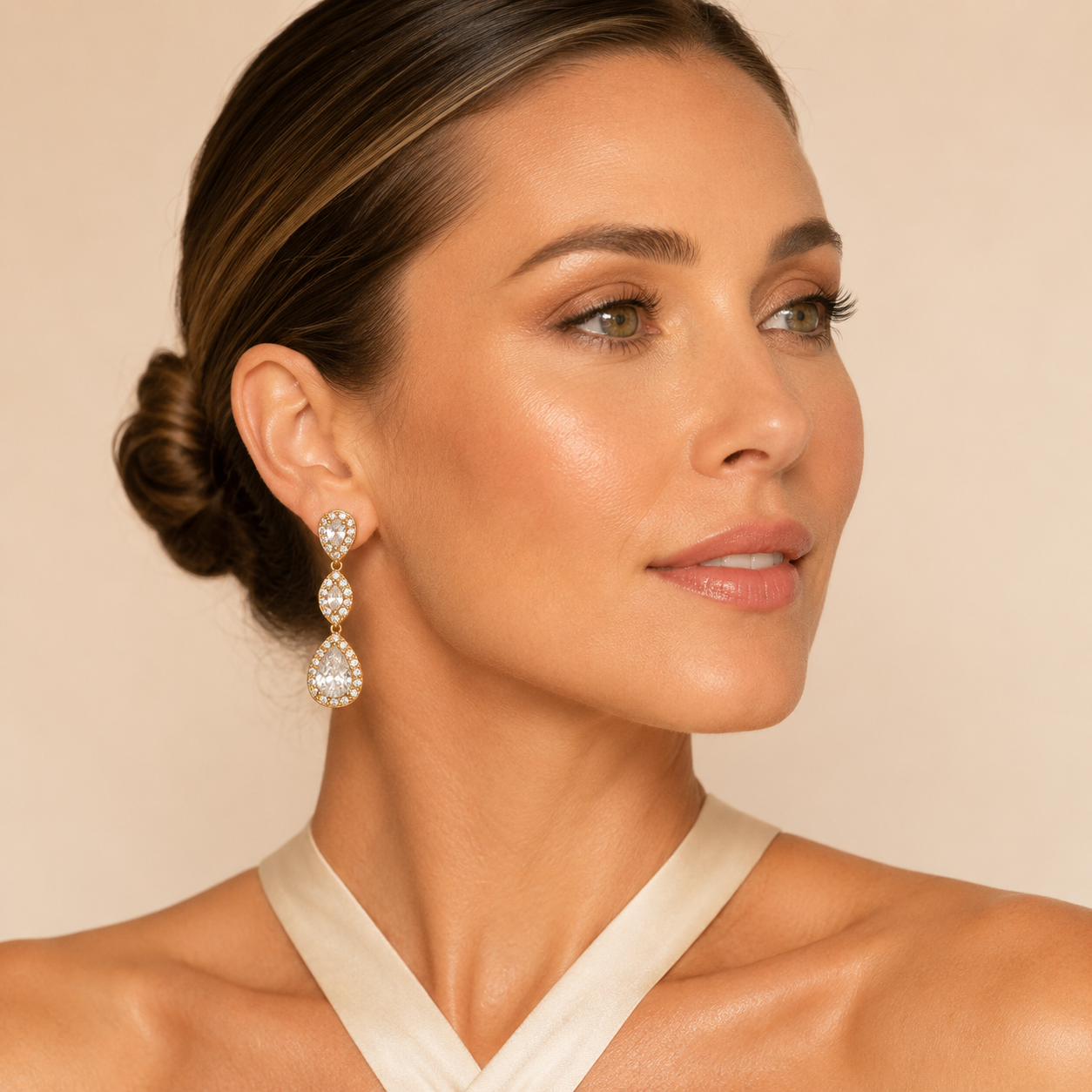 Skye: The Gold Triple Pave Teardrop Drop