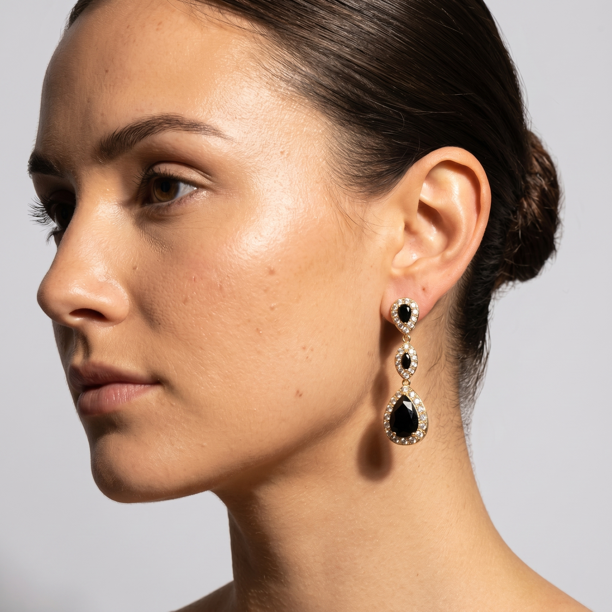 Bonnie: The Black Triple Pave Teardrop Drop