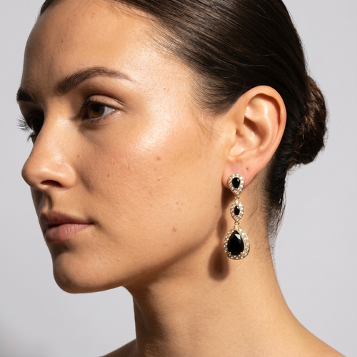 Bonnie: The Black Triple Pave Teardrop Drop