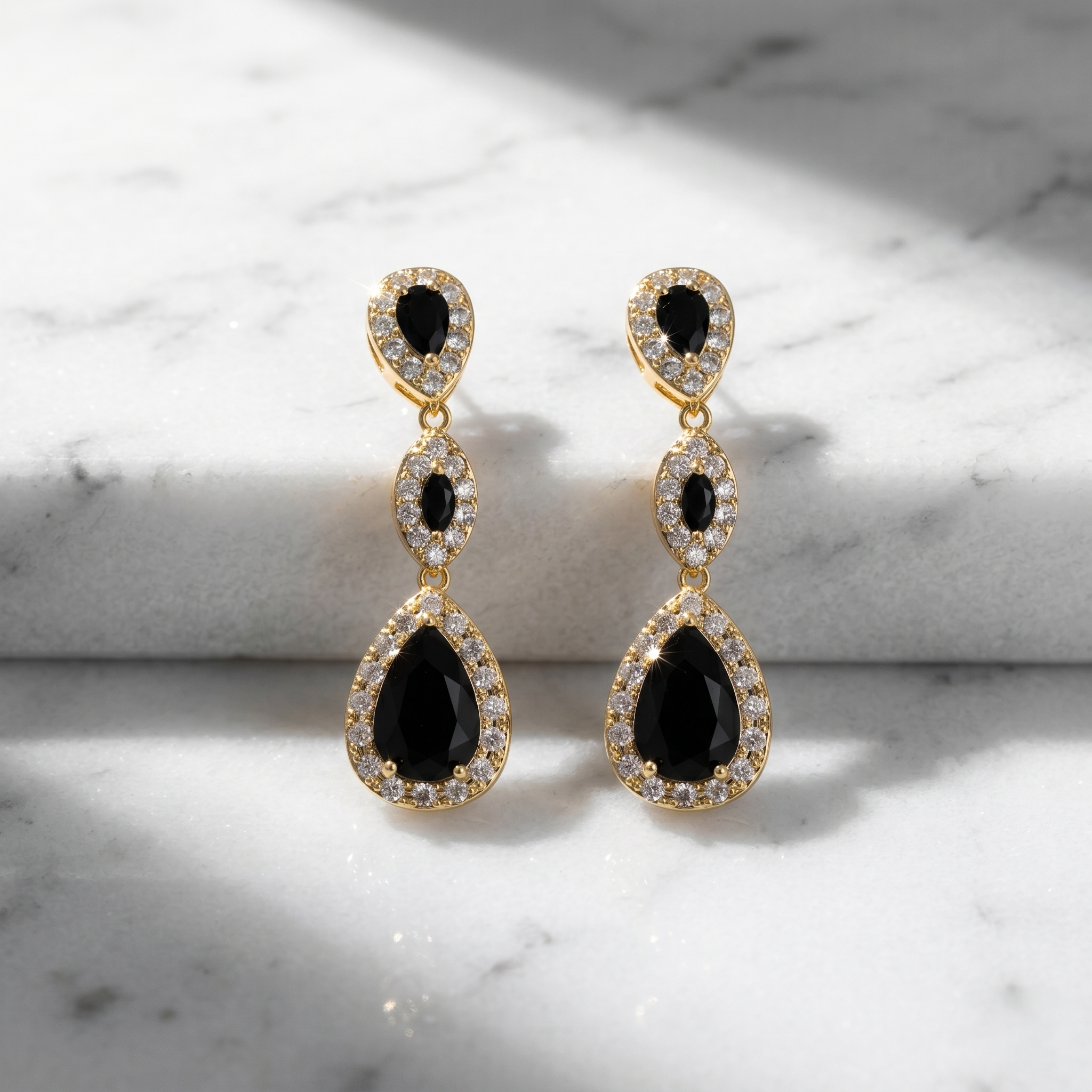 Bonnie: The Black Triple Pave Teardrop Drop