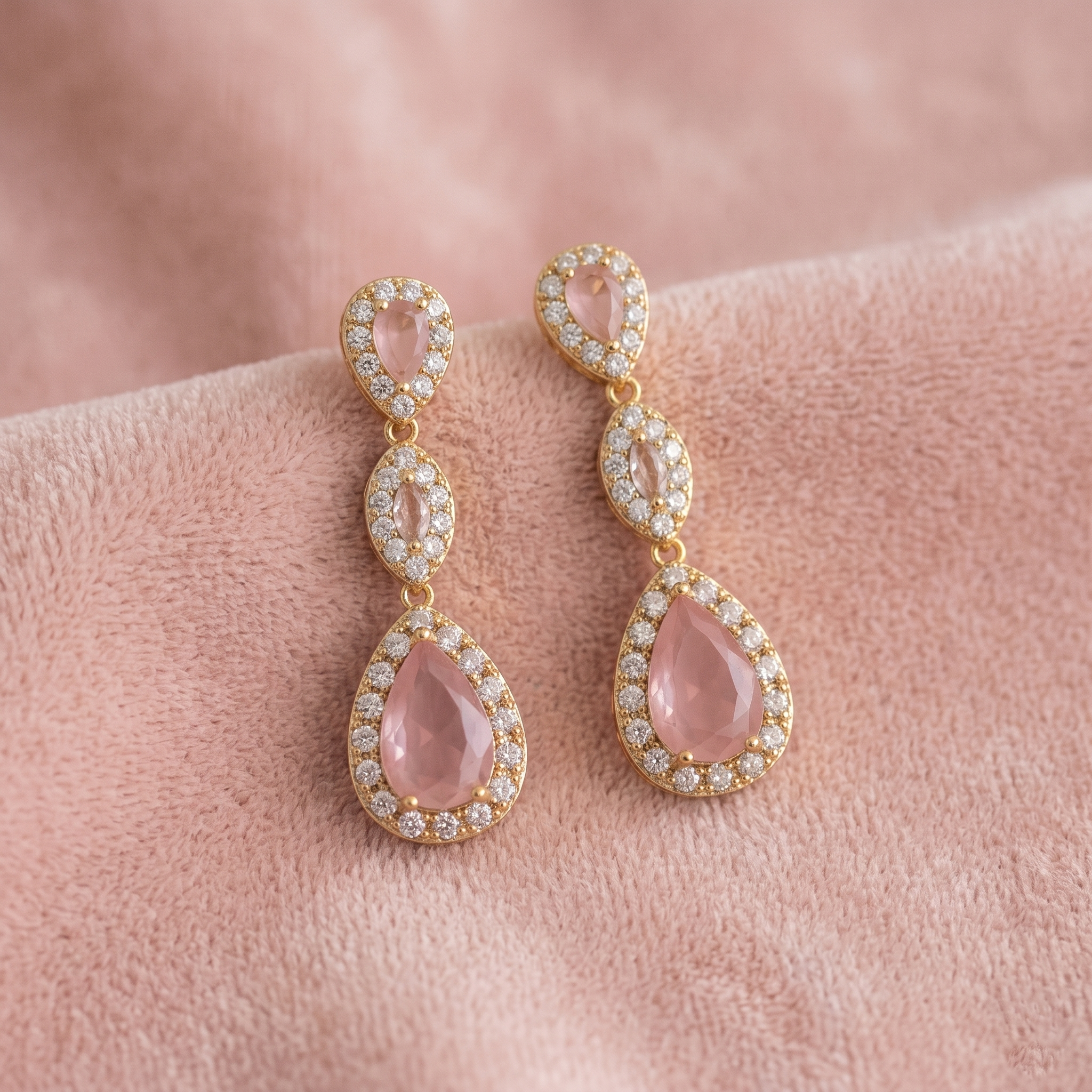 Paige: The Blush Triple Pave Teardrop Drop