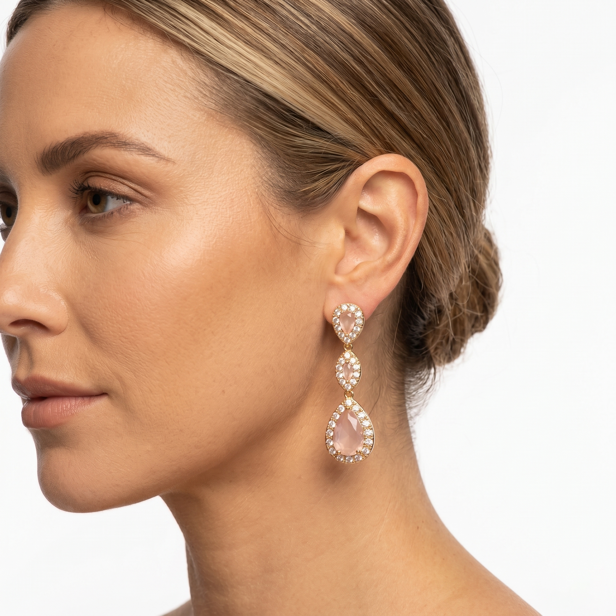 Paige: The Blush Triple Pave Teardrop Drop