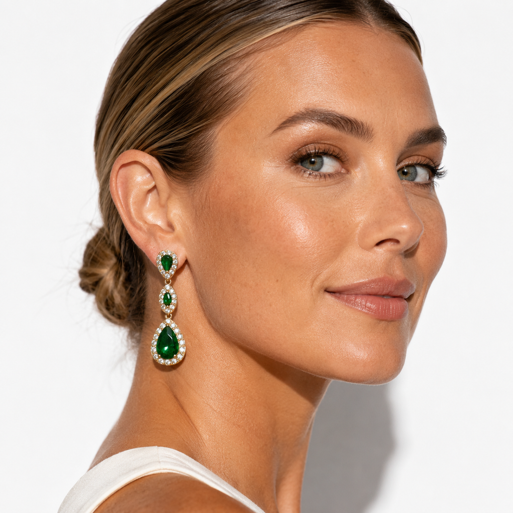 Chelsea: The Emerald Triple Pave Teardrop Drop
