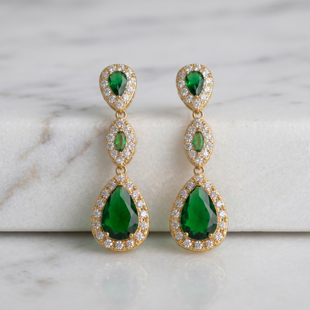 Chelsea: The Emerald Triple Pave Teardrop Drop