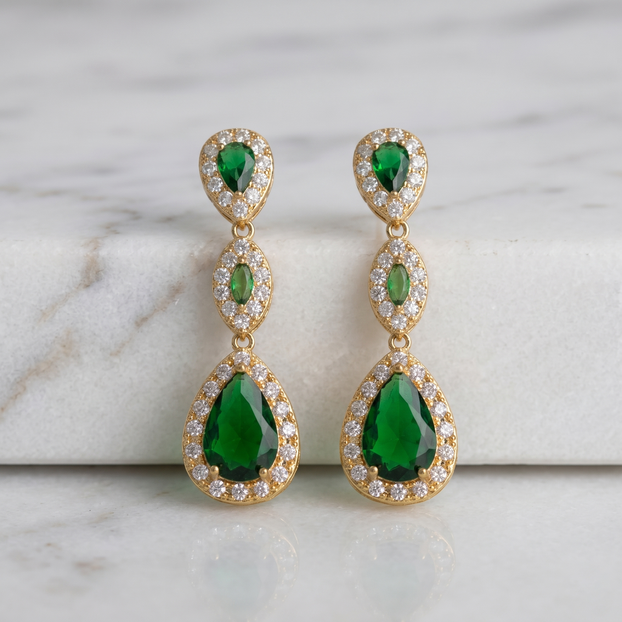 Chelsea: The Emerald Triple Pave Teardrop Drop