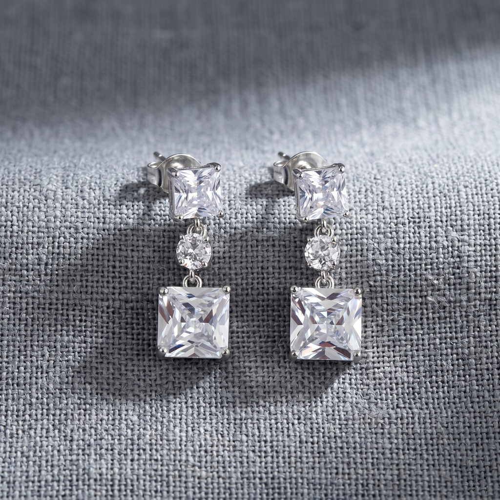 Jade: The Silver Square Crystal Drop