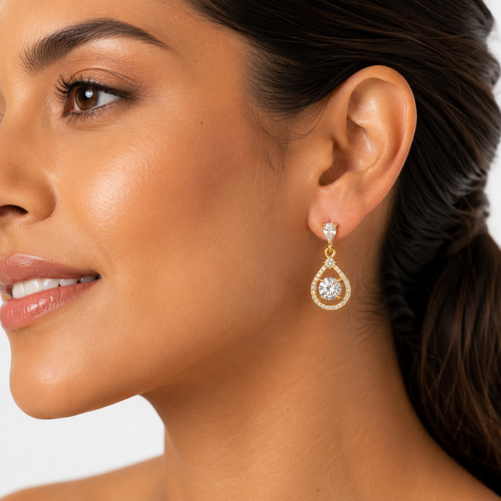 Brooke: The Gold Open Frame Crystal Drop