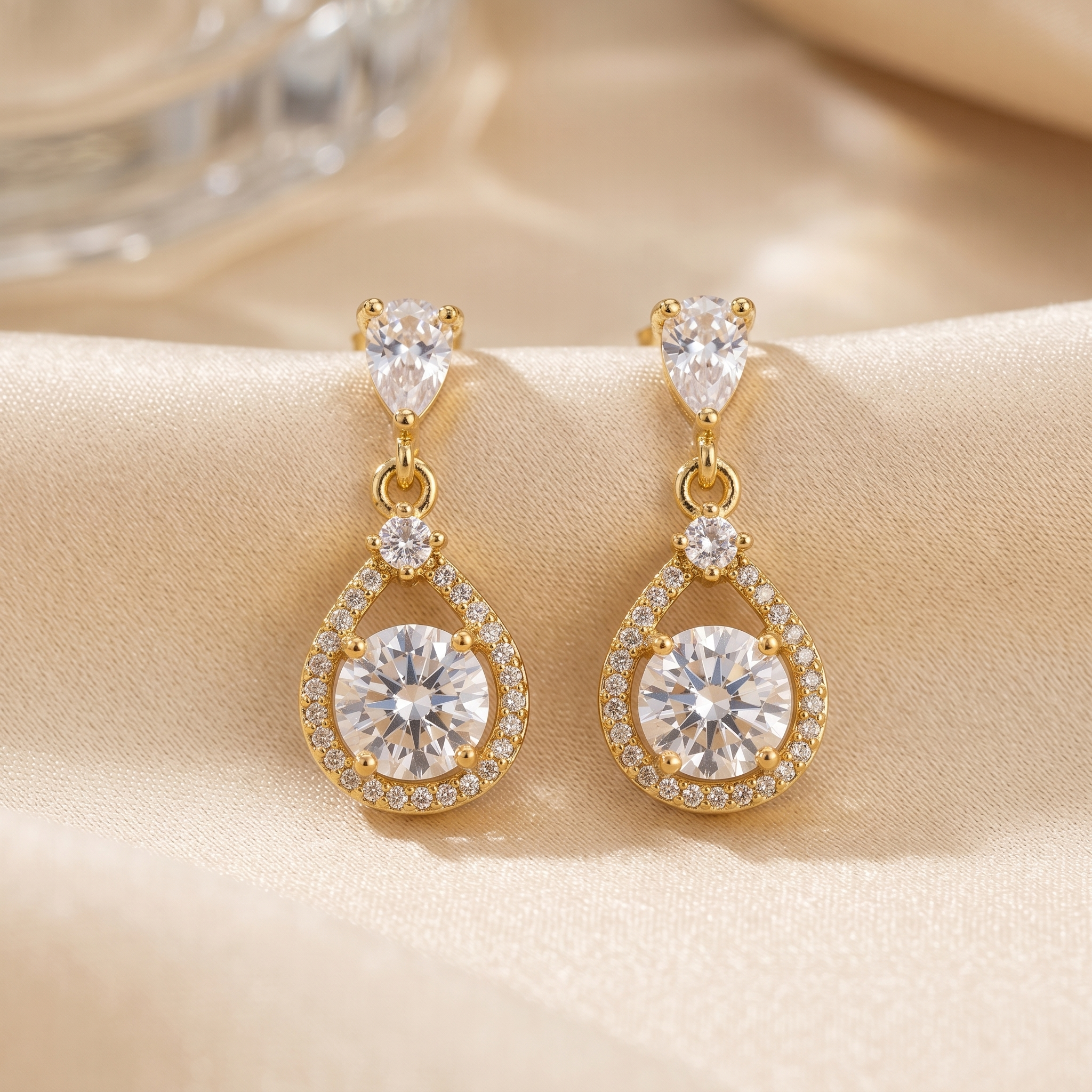 Brooke: The Gold Open Frame Crystal Drop