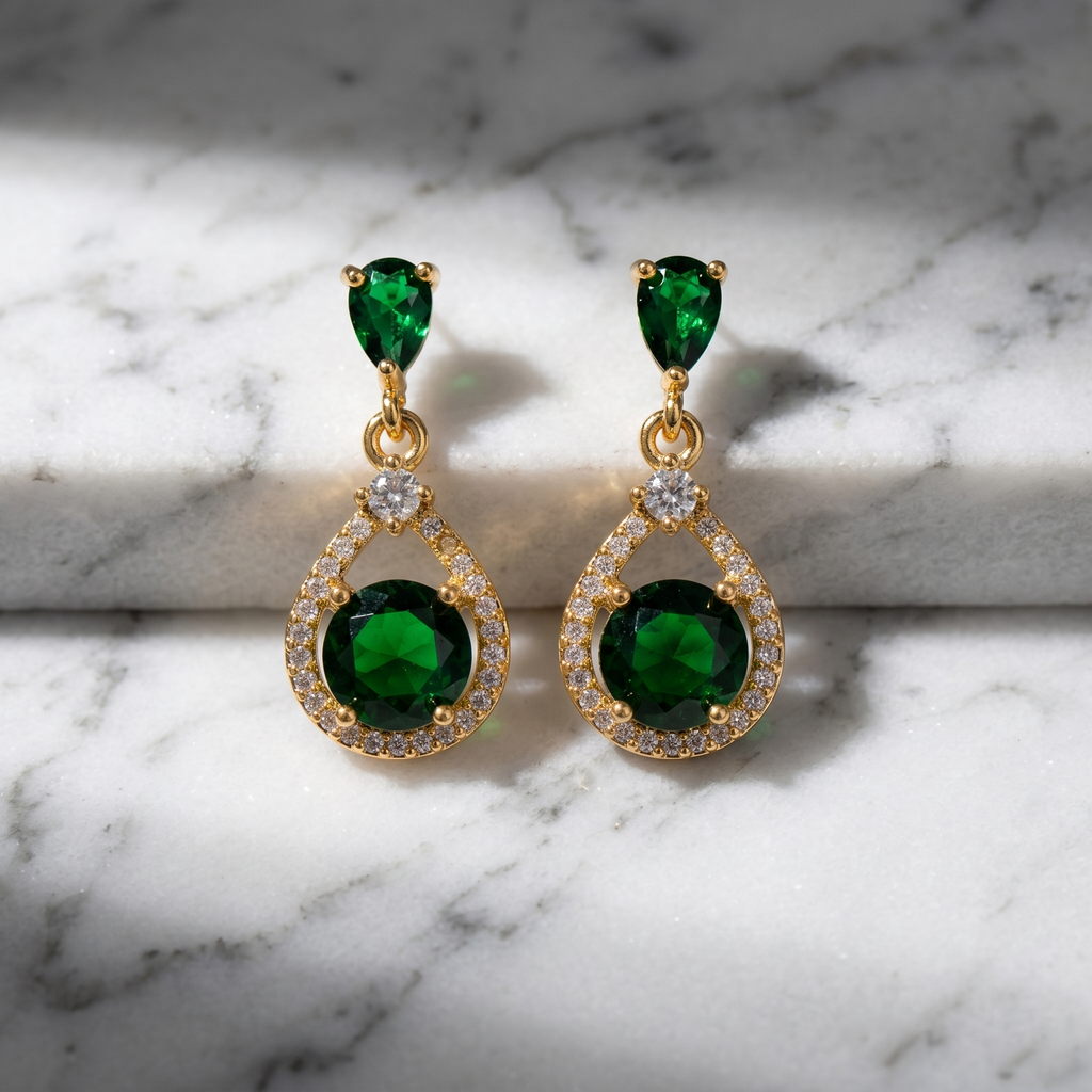 Caitlin: The Emerald Open Frame Rhinestone Drop