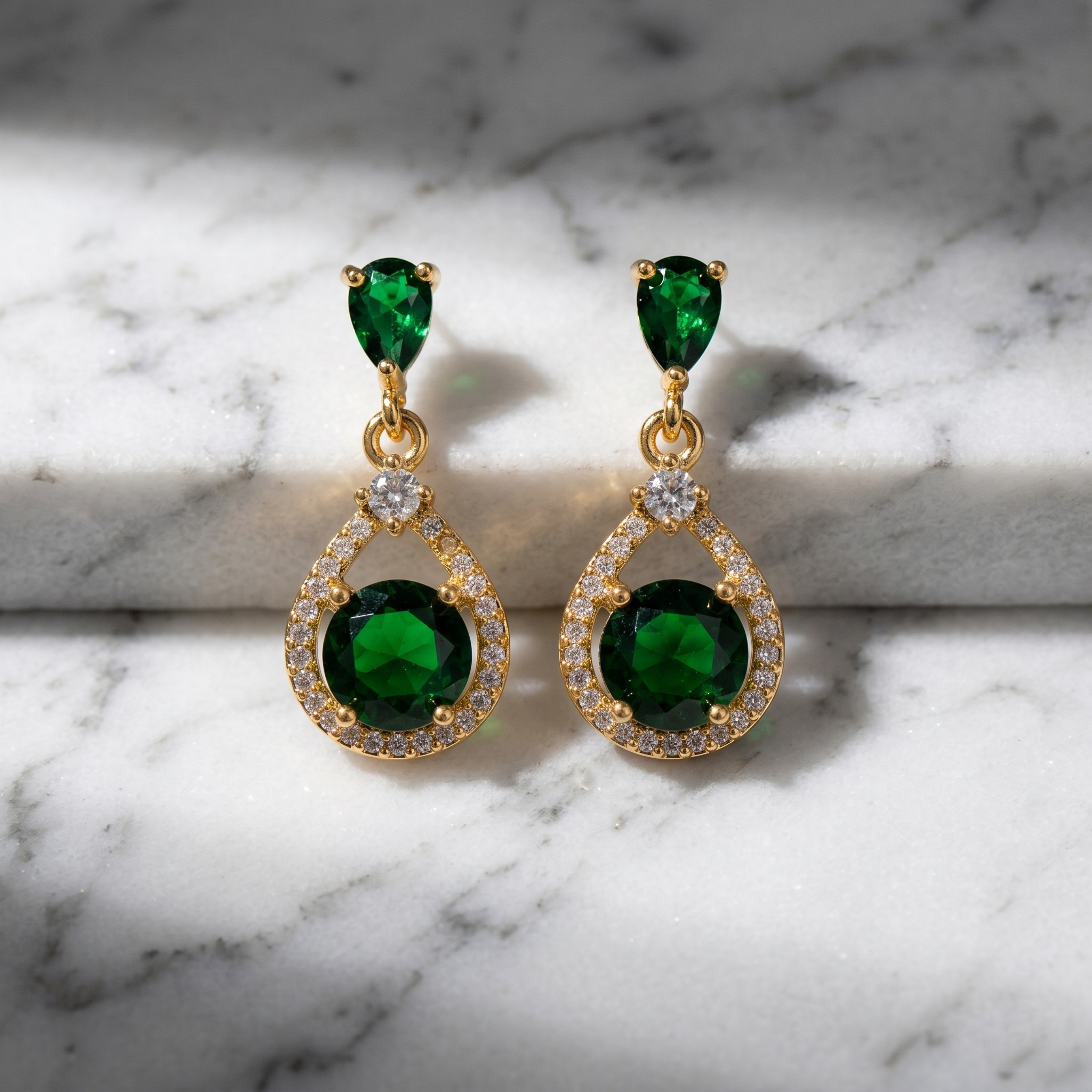 Caitlin: The Emerald Open Frame Rhinestone Drop