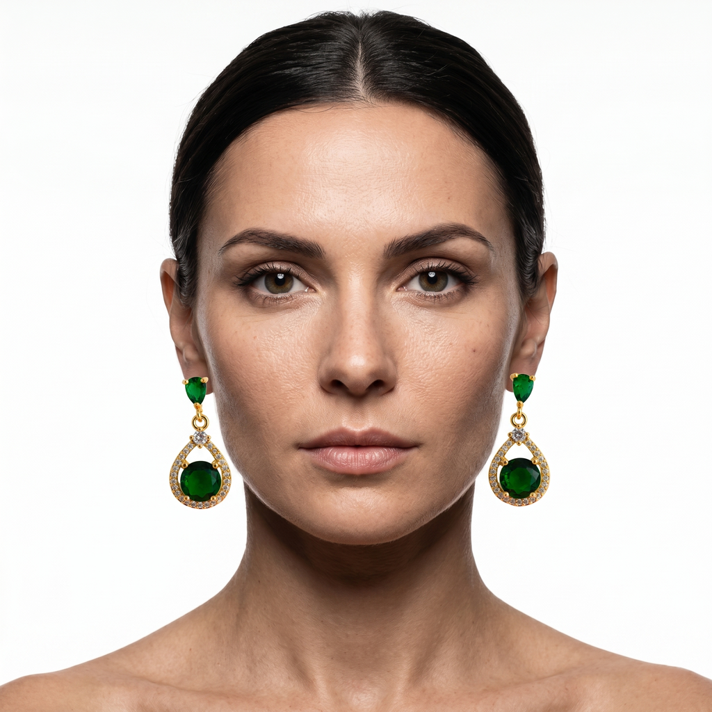 Caitlin: The Emerald Open Frame Rhinestone Drop
