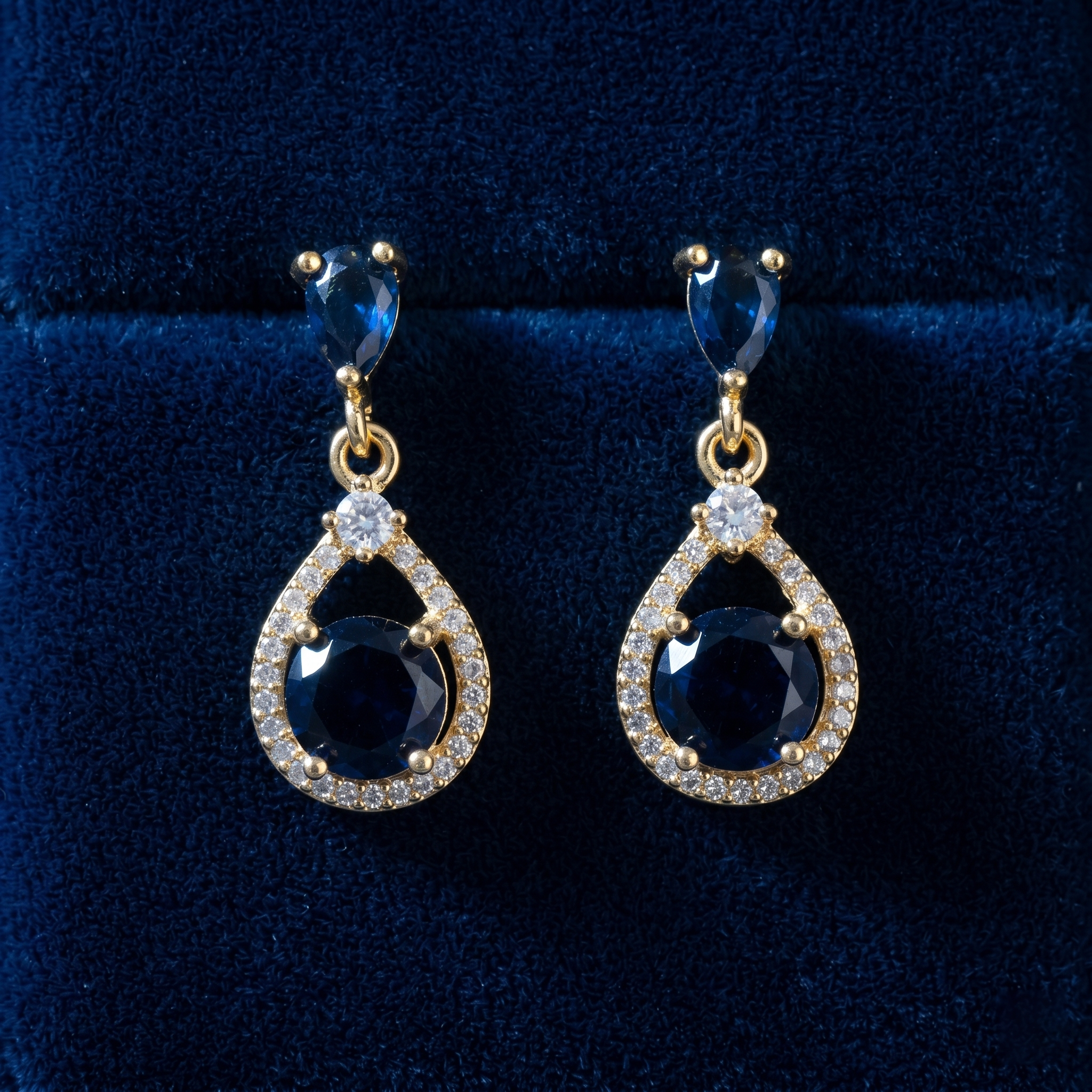 Hayley: The Navy Open Frame Rhinestone Drop