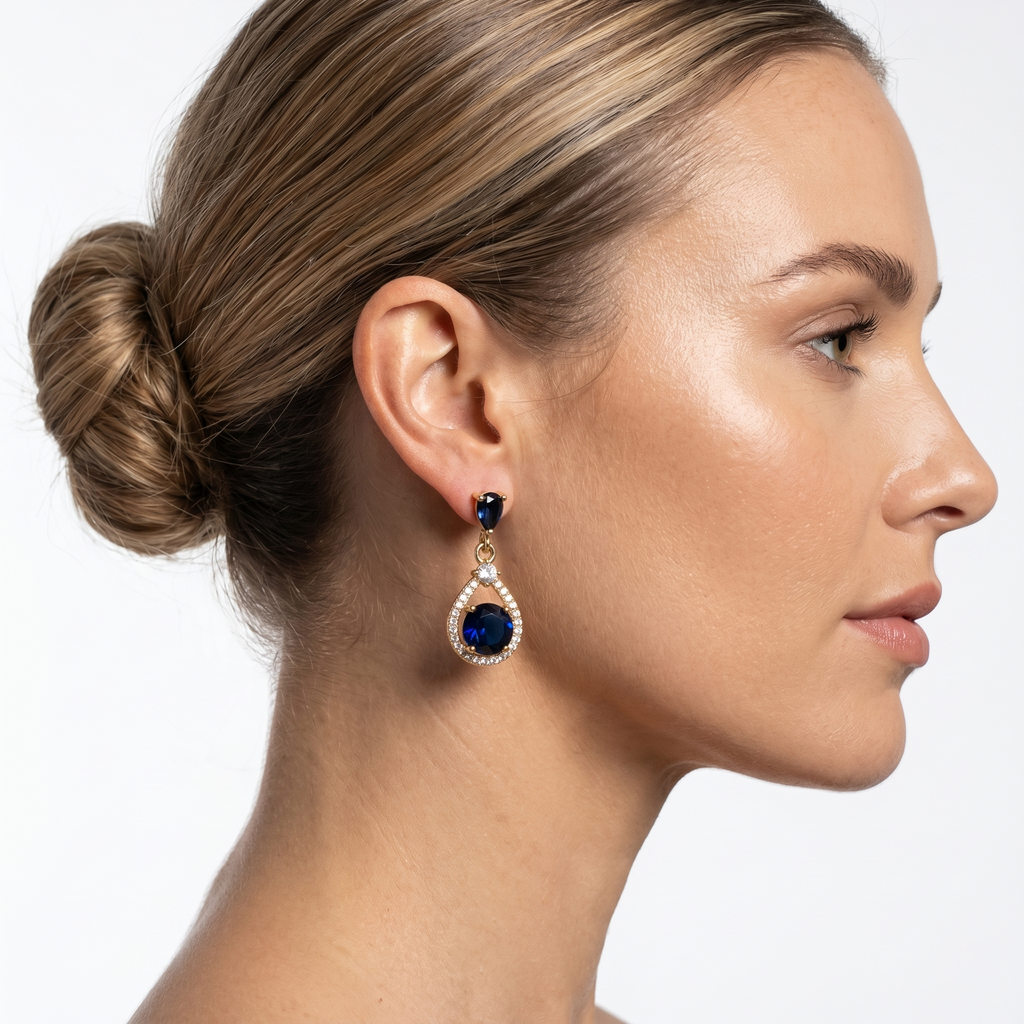 Hayley: The Navy Open Frame Rhinestone Drop
