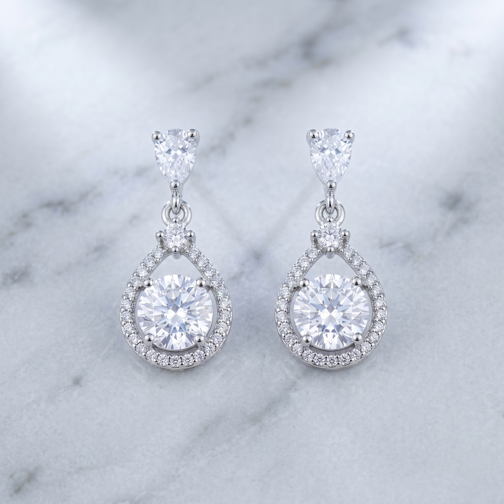 Mikayla: The Silver Open Frame Crystal Drop