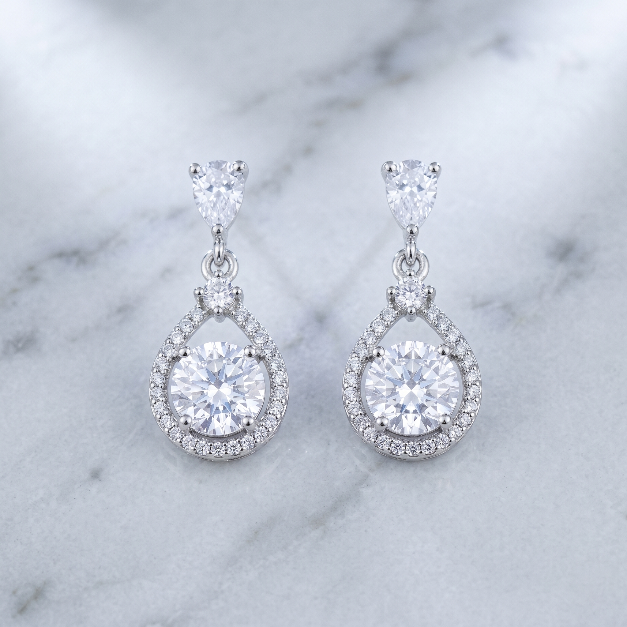 Mikayla: The Silver Open Frame Crystal Drop
