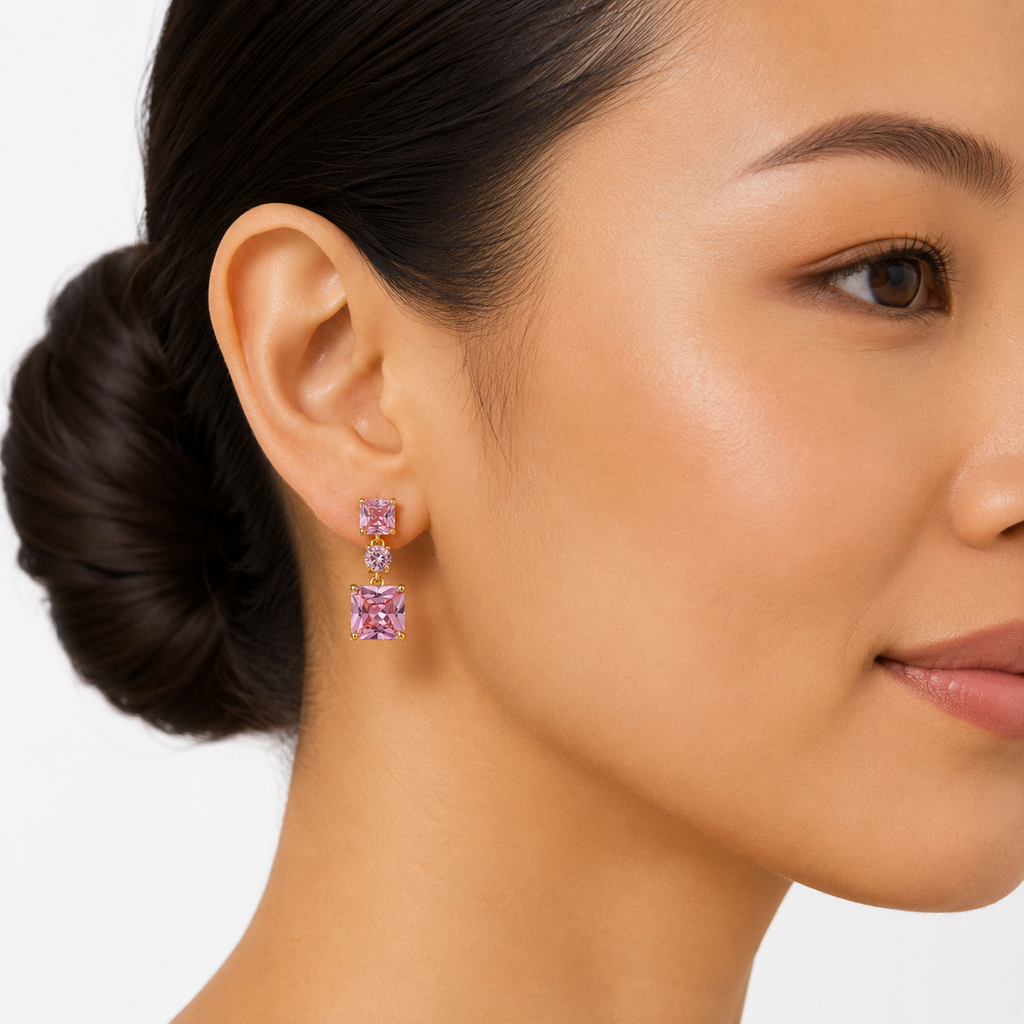 Bree: The Pink Square Stack Rhinestone Drop
