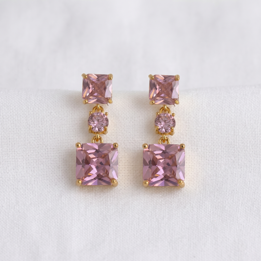 Bree: The Pink Square Stack Rhinestone Drop