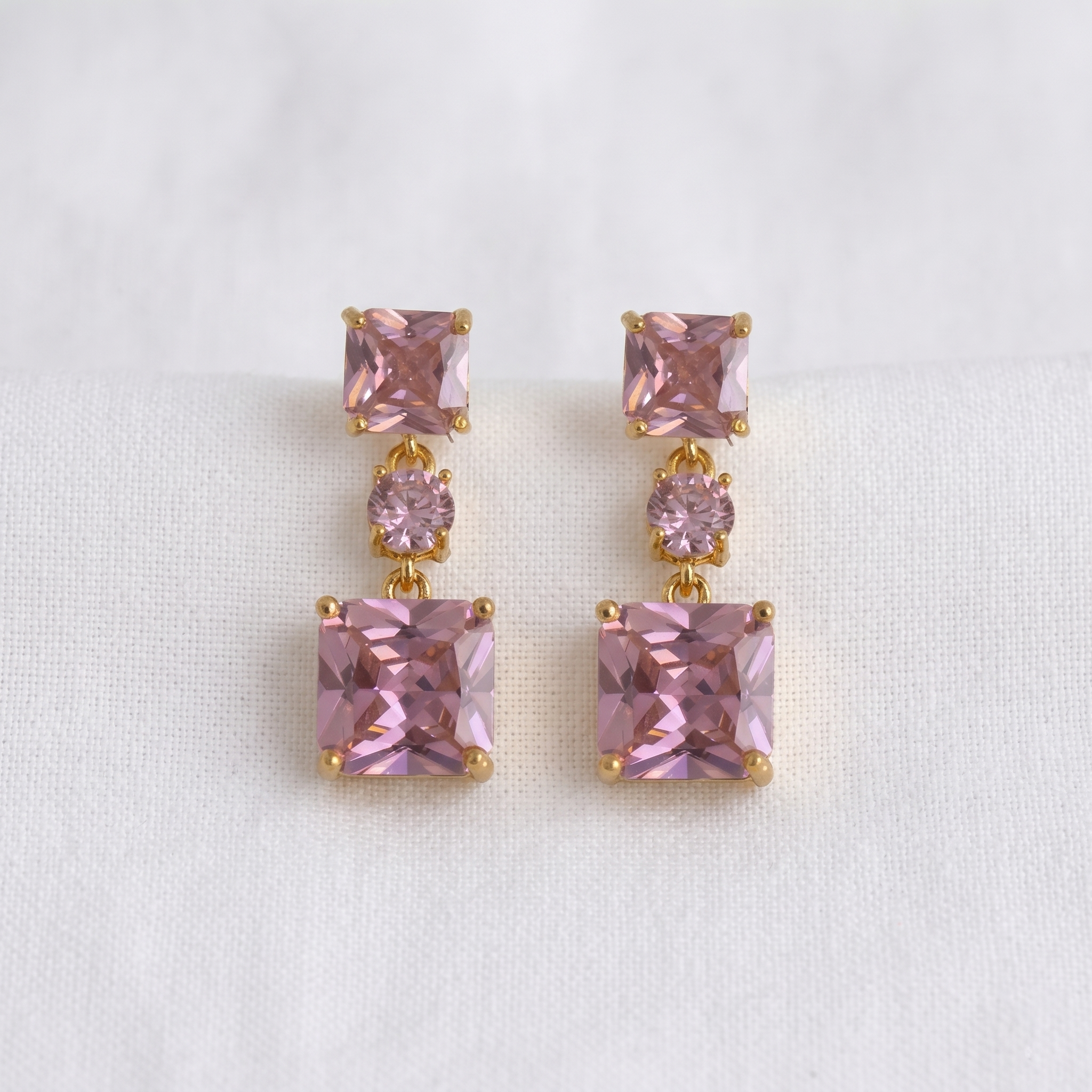 Bree: The Pink Square Stack Rhinestone Drop