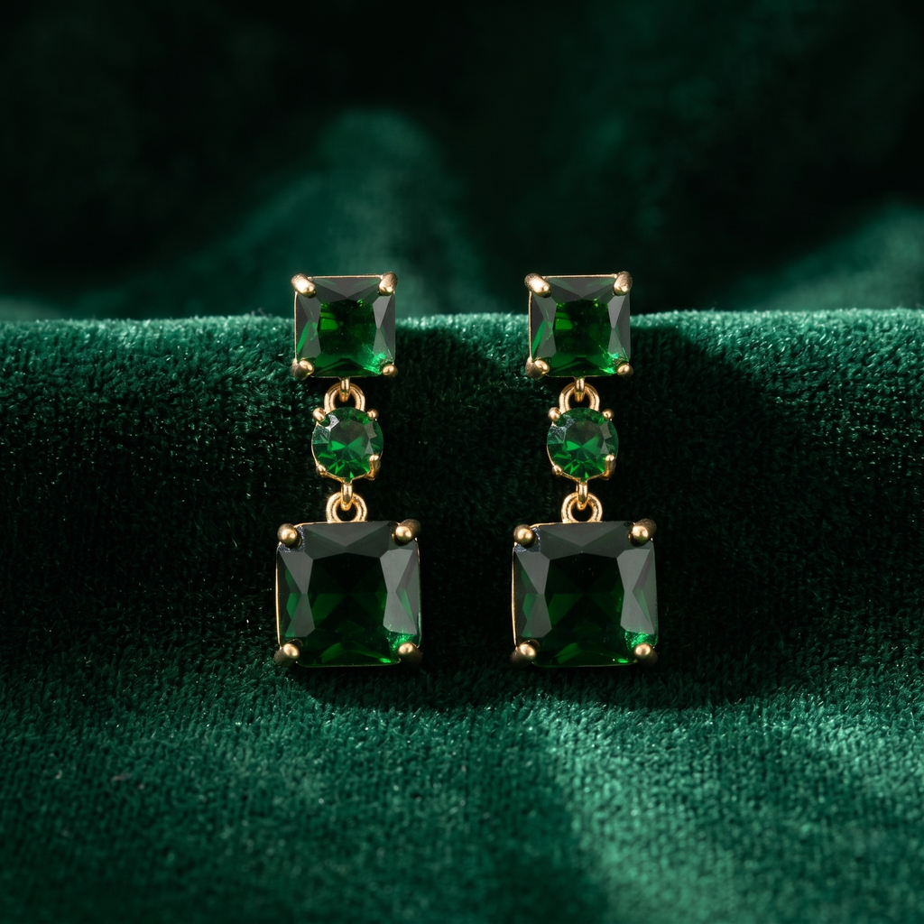Tegan: The Emerald Square Stack Rhinestone Drop