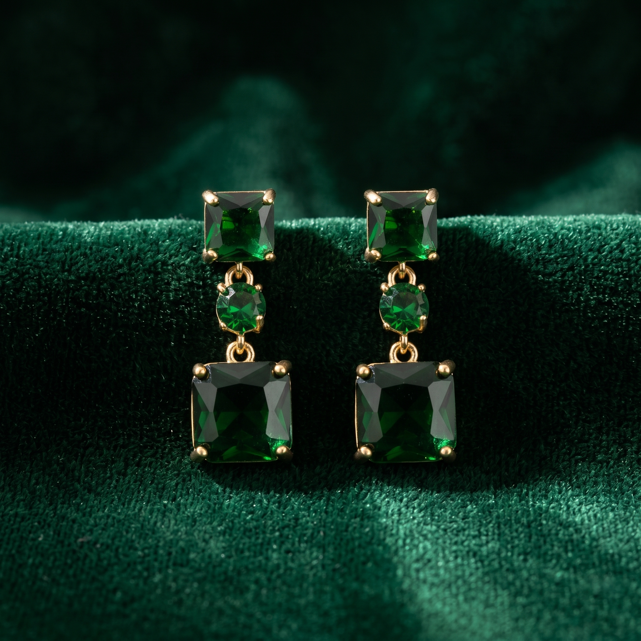 Tegan: The Emerald Square Stack Rhinestone Drop