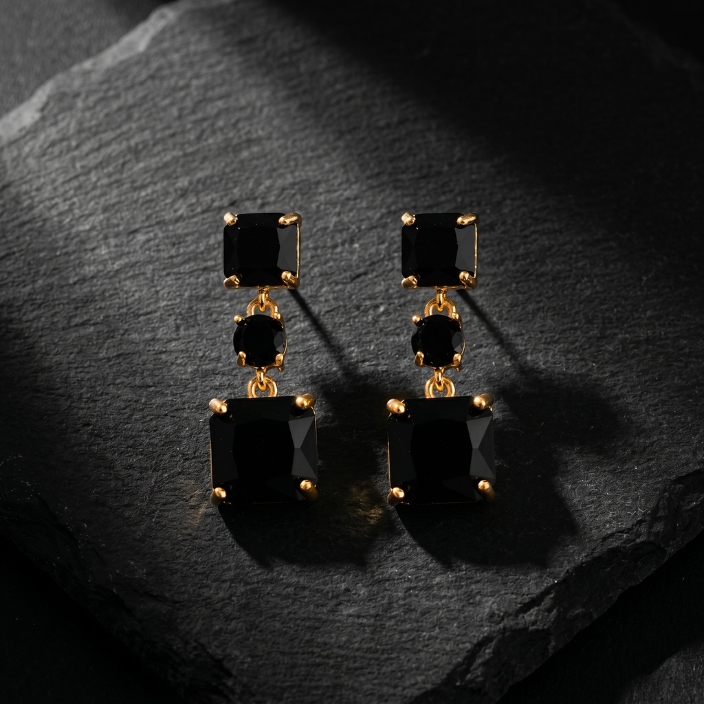 Shae: The Black Square Stack Rhinestone Drop