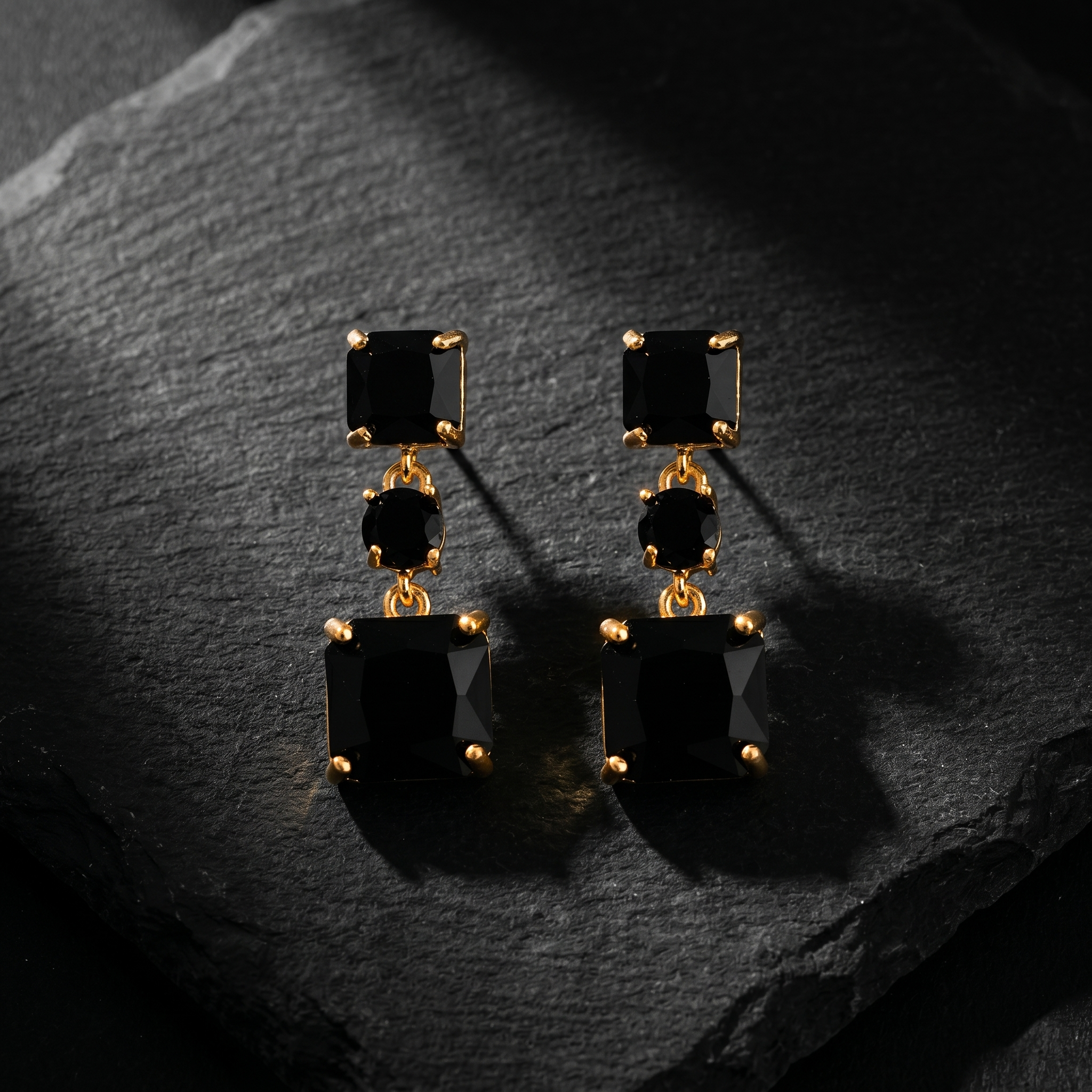 Shae: The Black Square Stack Rhinestone Drop