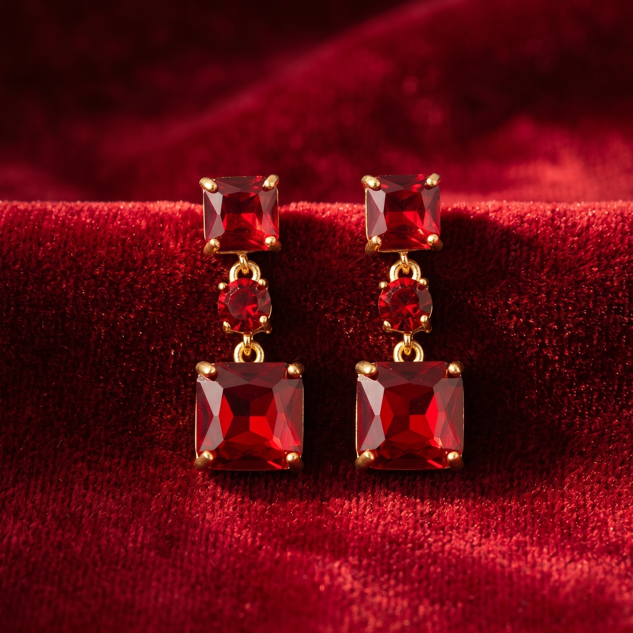 Tayla: The Red Square Stack Rhinestone Drop