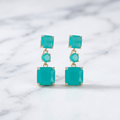 Ashlee: The Teal Square Stack Rhinestone Drop