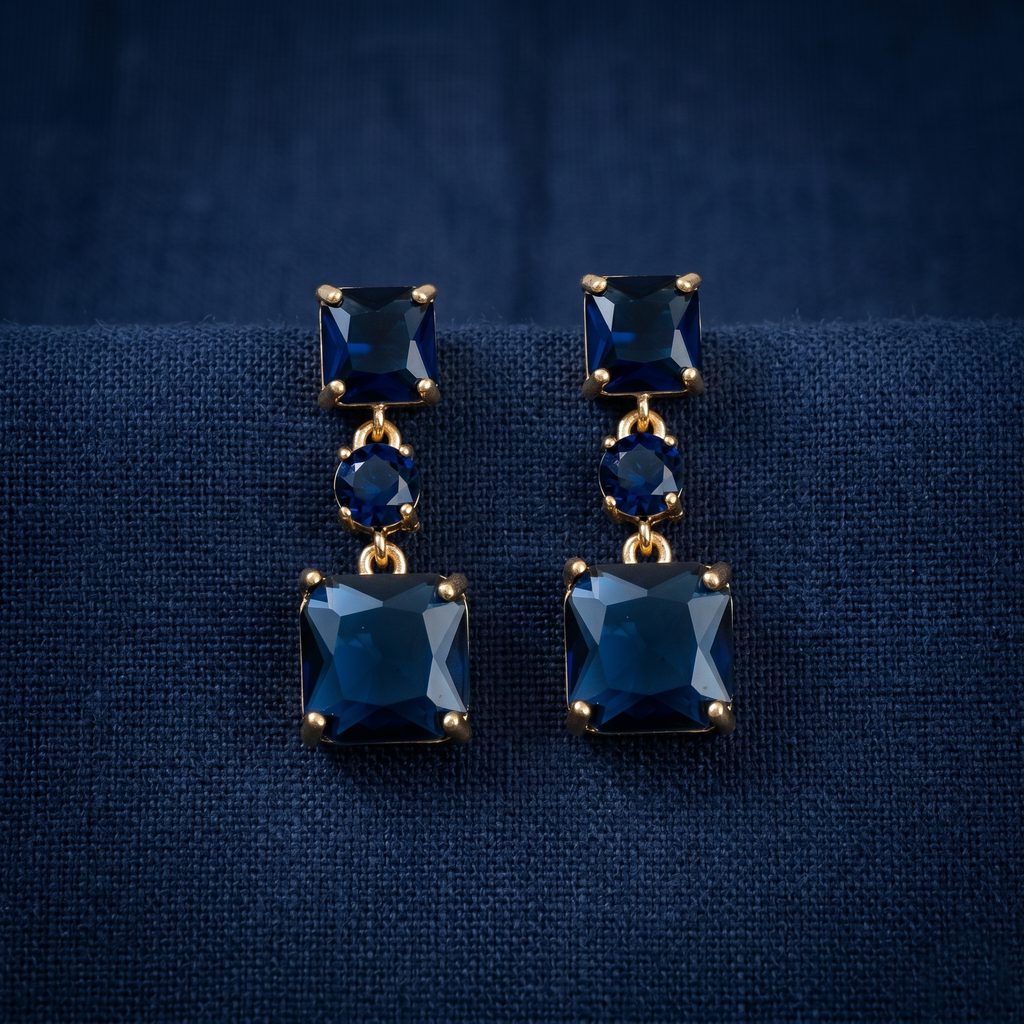 Nikita: The Navy Square Stack Rhinestone Drop