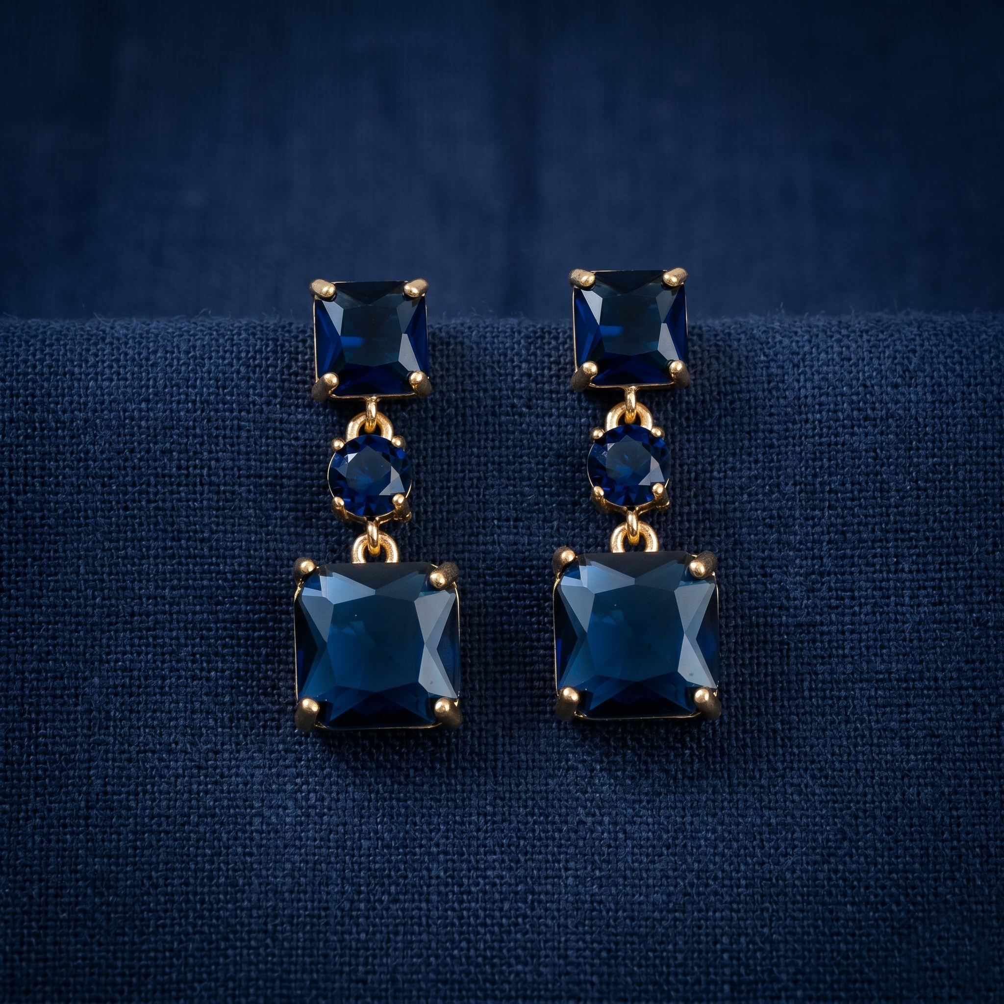 Nikita: The Navy Square Stack Rhinestone Drop